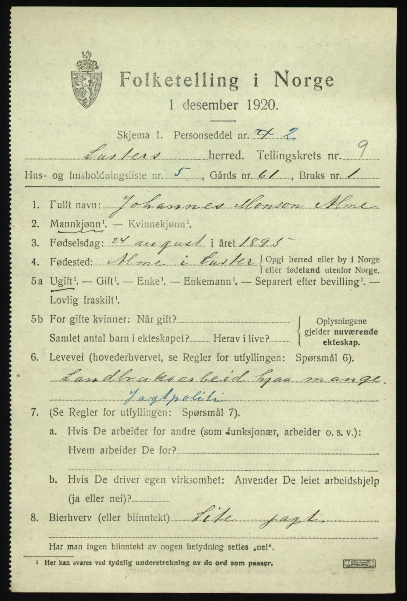 SAB, 1920 census for Luster, 1920, p. 5112