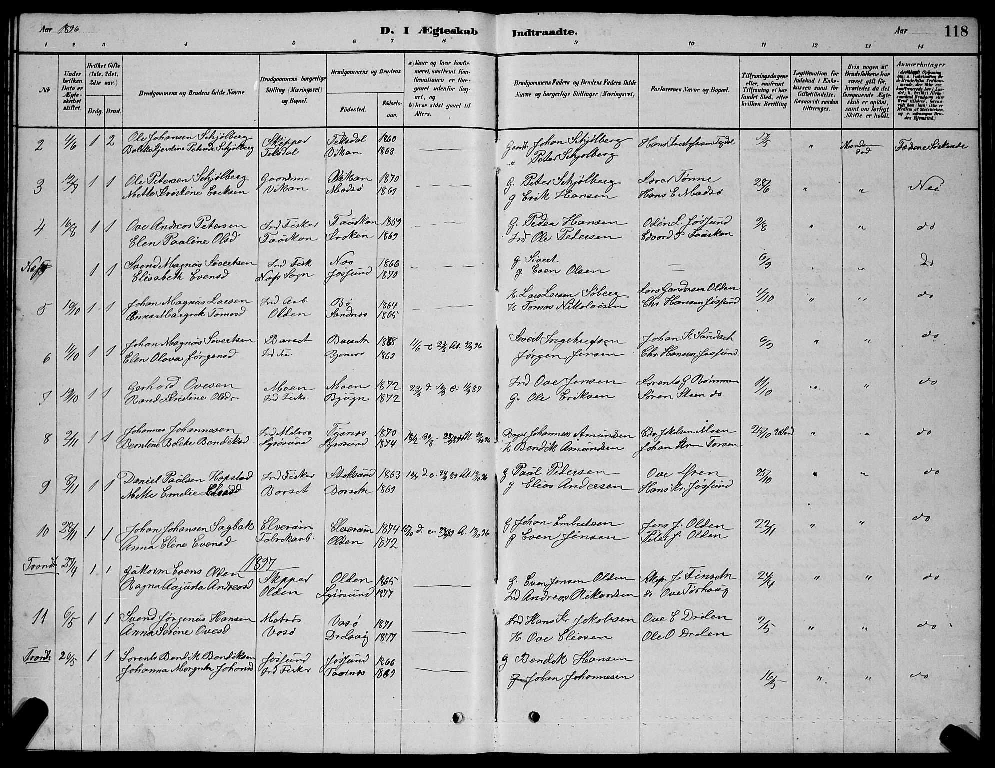 Ministerialprotokoller, klokkerbøker og fødselsregistre - Sør-Trøndelag, AV/SAT-A-1456/654/L0665: Parish register (copy) no. 654C01, 1879-1901, p. 118