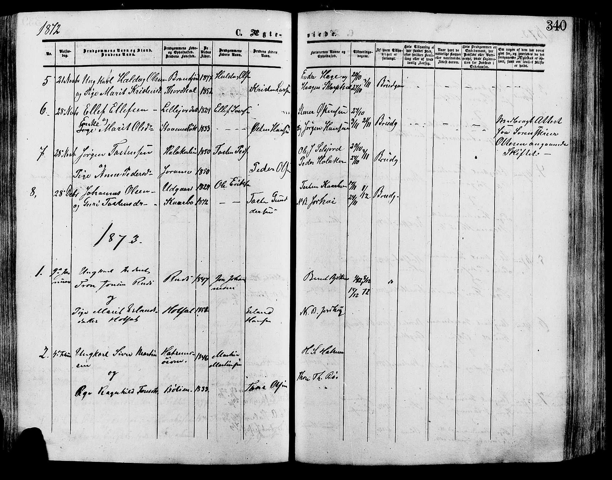 Lesja prestekontor, SAH/PREST-068/H/Ha/Haa/L0008: Parish register (official) no. 8, 1854-1880, p. 340