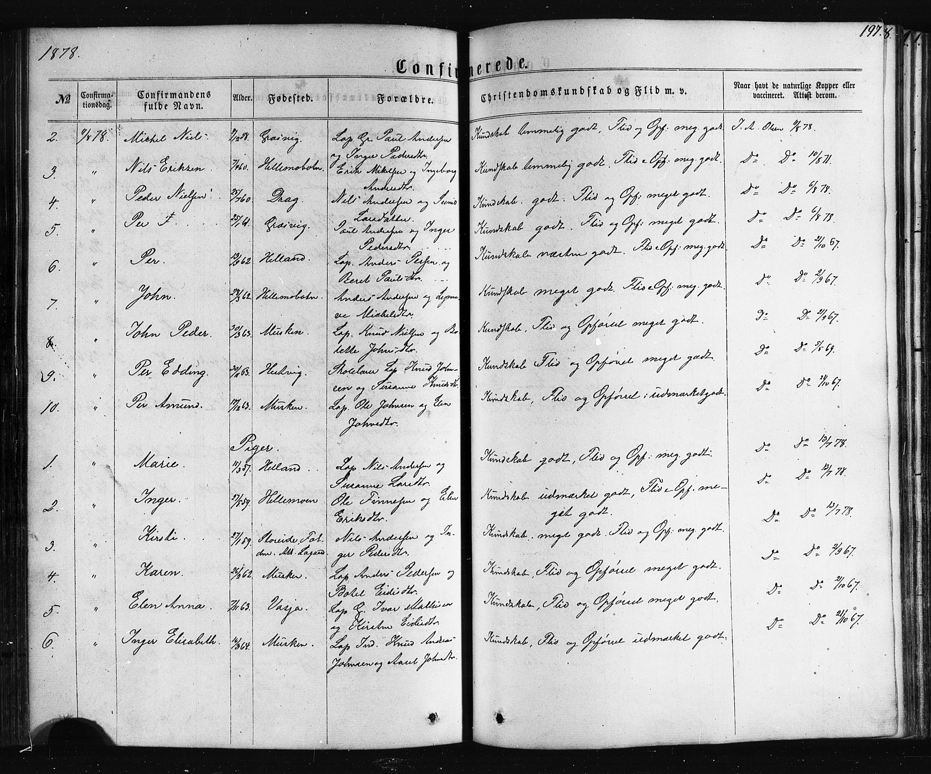 Ministerialprotokoller, klokkerbøker og fødselsregistre - Nordland, AV/SAT-A-1459/861/L0867: Parish register (official) no. 861A02, 1864-1878, p. 197