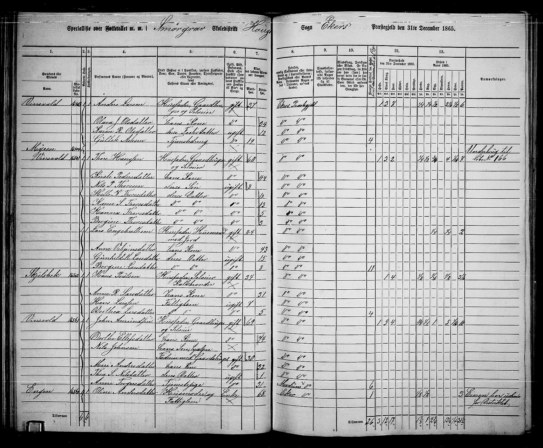 RA, 1865 census for Eiker, 1865, p. 52