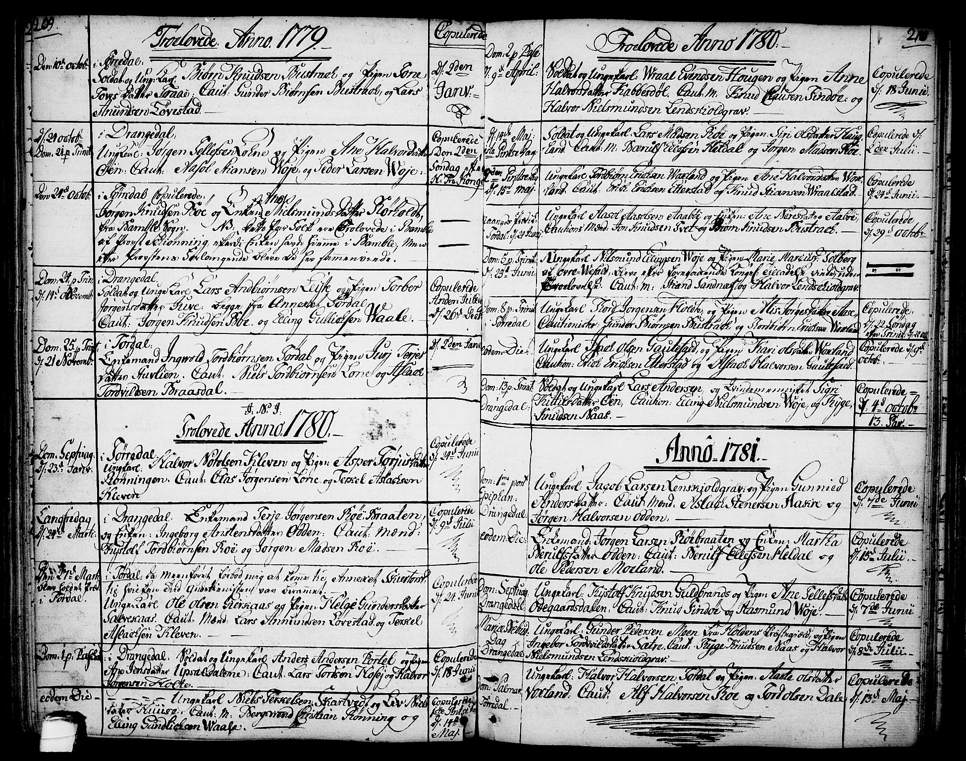 Drangedal kirkebøker, SAKO/A-258/F/Fa/L0003: Parish register (official) no. 3, 1768-1814, p. 209-210