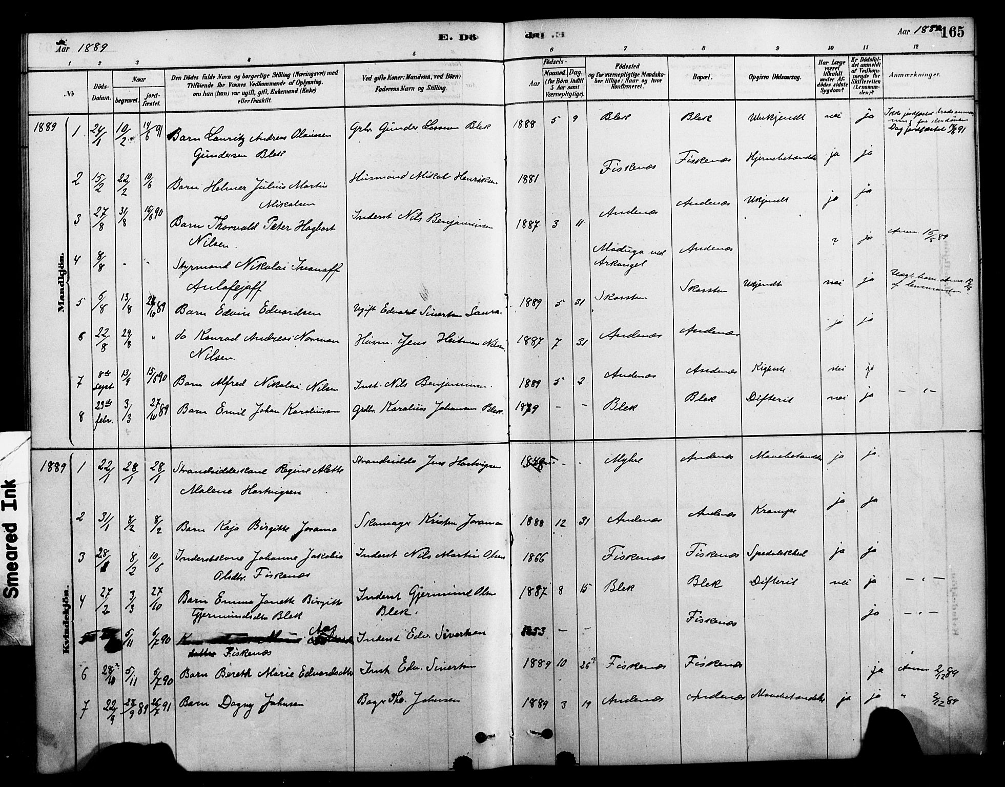 Ministerialprotokoller, klokkerbøker og fødselsregistre - Nordland, SAT/A-1459/899/L1436: Parish register (official) no. 899A04, 1881-1896, p. 165