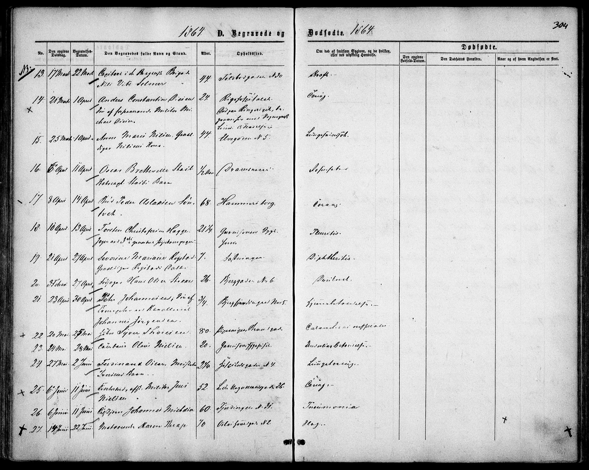 Garnisonsmenigheten Kirkebøker, AV/SAO-A-10846/F/Fa/L0010: Parish register (official) no. 10, 1859-1869, p. 304