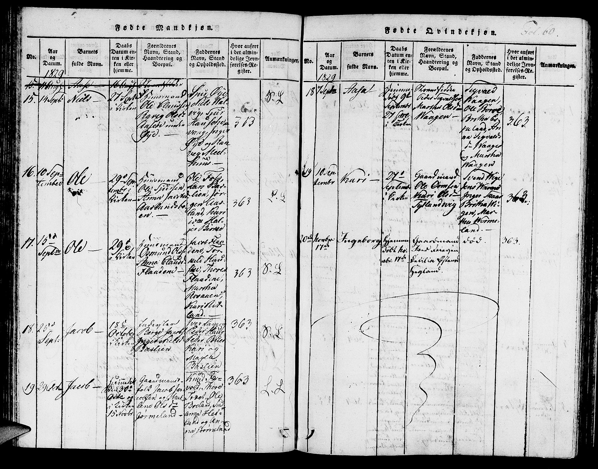 Hjelmeland sokneprestkontor, AV/SAST-A-101843/01/IV/L0003: Parish register (official) no. A 3, 1816-1834, p. 60