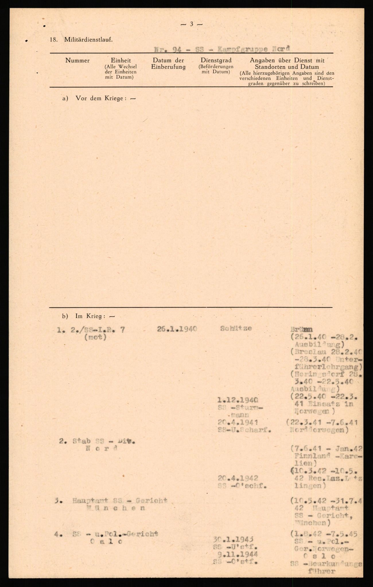 Forsvaret, Forsvarets overkommando II, AV/RA-RAFA-3915/D/Db/L0032: CI Questionaires. Tyske okkupasjonsstyrker i Norge. Tyskere., 1945-1946, p. 85