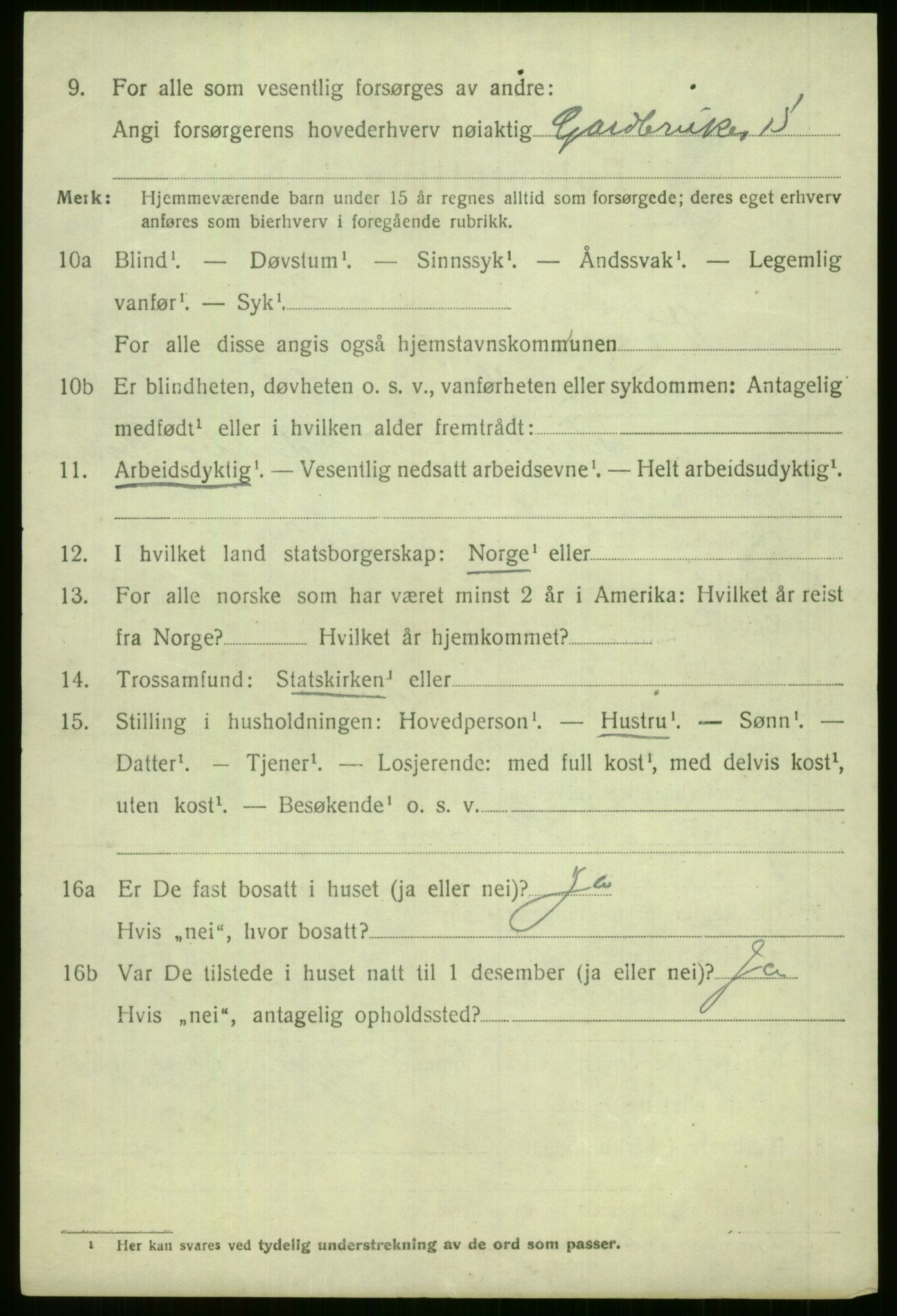SAB, 1920 census for Voss, 1920, p. 3962