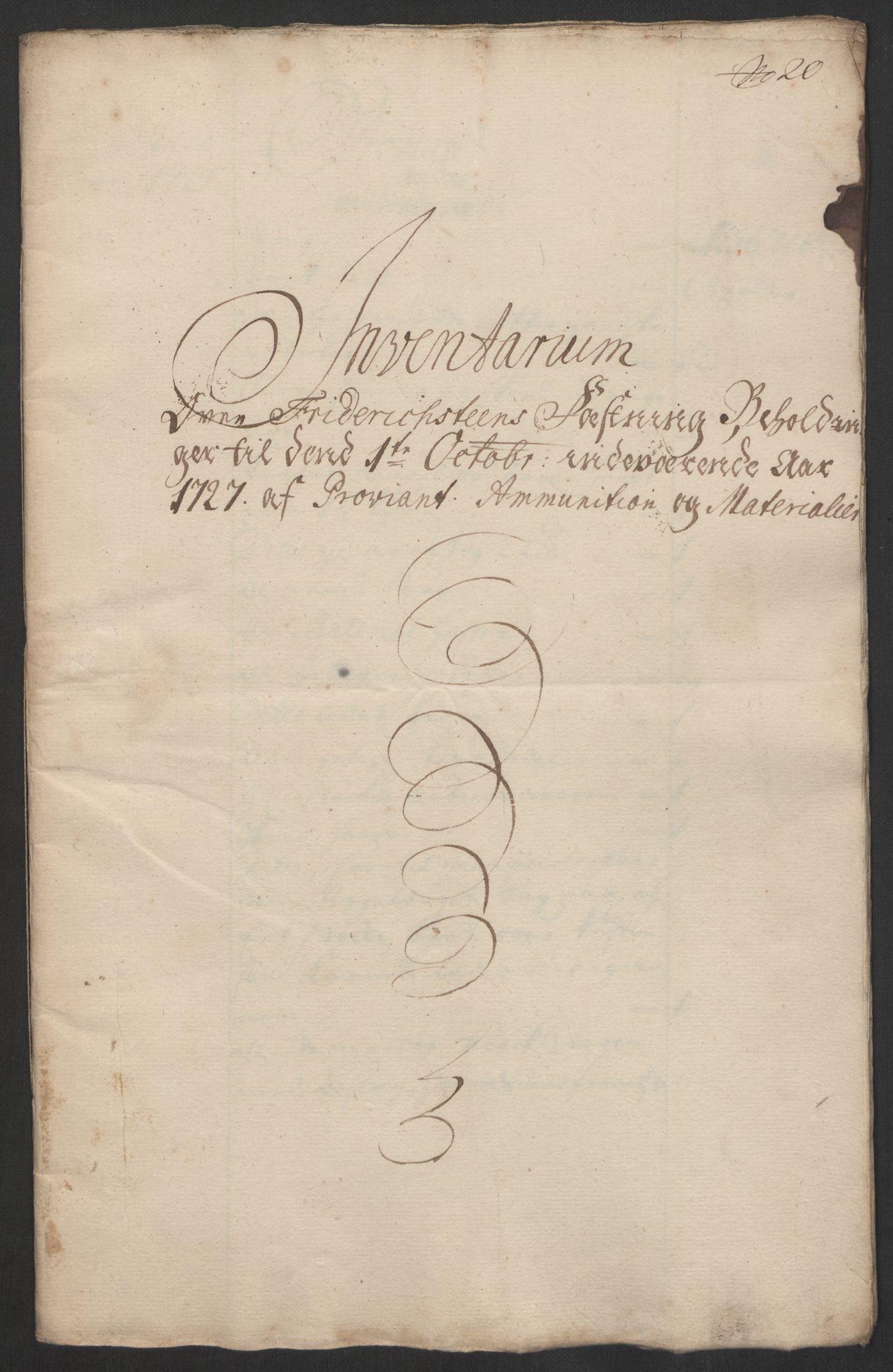 Kommanderende general (KG I) med Det norske krigsdirektorium, AV/RA-EA-5419/D/L0153: Fredriksten festning: Brev, inventarfortegnelser og regnskapsekstrakter, 1724-1729, p. 472