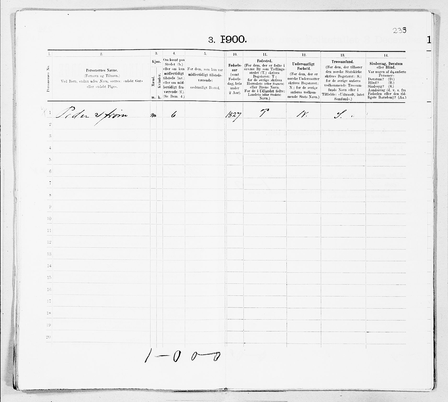 SAT, 1900 census for Kristiansund, 1900, p. 3799