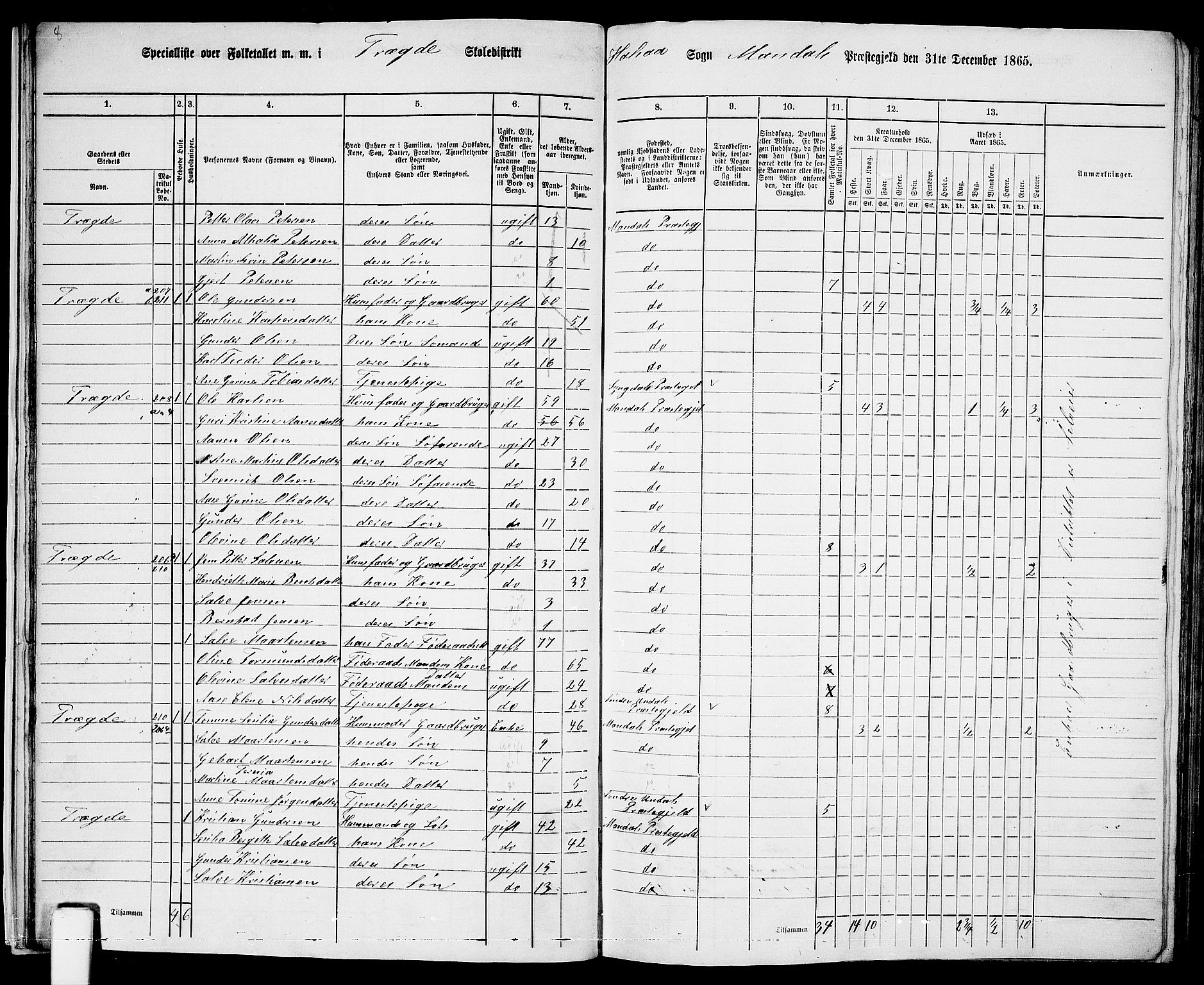 RA, 1865 census for Mandal/Halse og Harkmark, 1865, p. 24