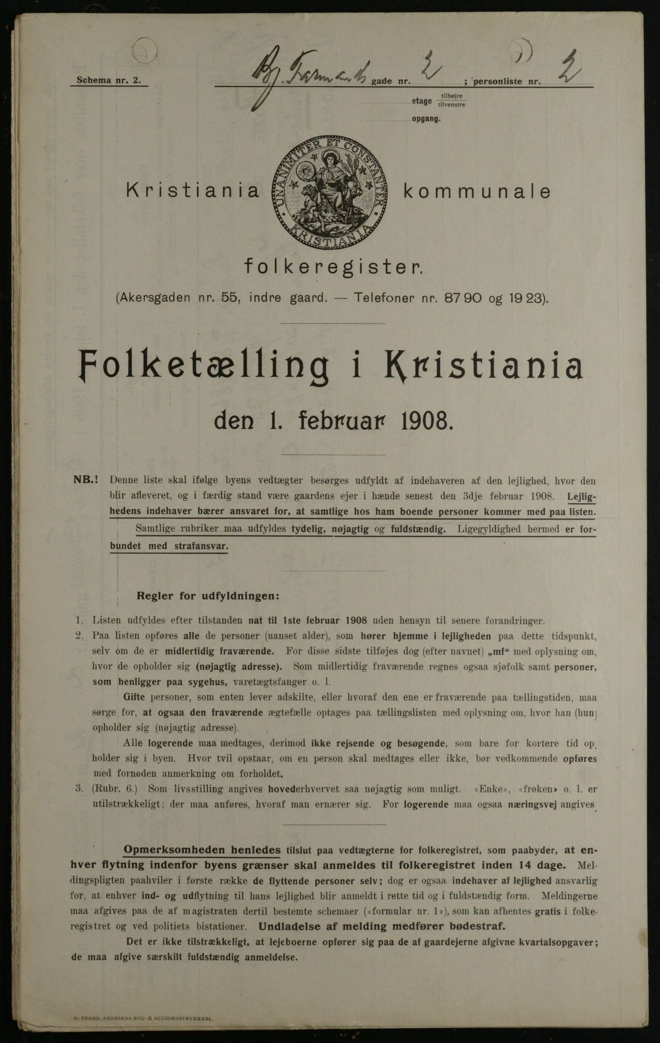 OBA, Municipal Census 1908 for Kristiania, 1908, p. 6432