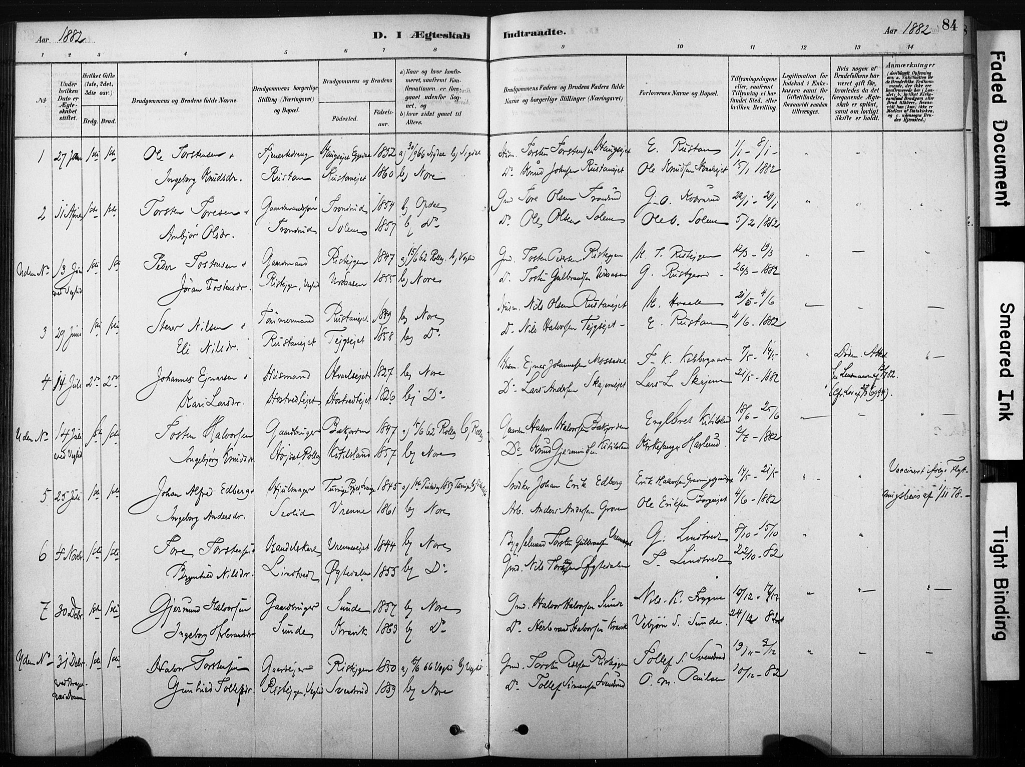 Nore kirkebøker, SAKO/A-238/F/Fb/L0001: Parish register (official) no. II 1, 1878-1886, p. 84