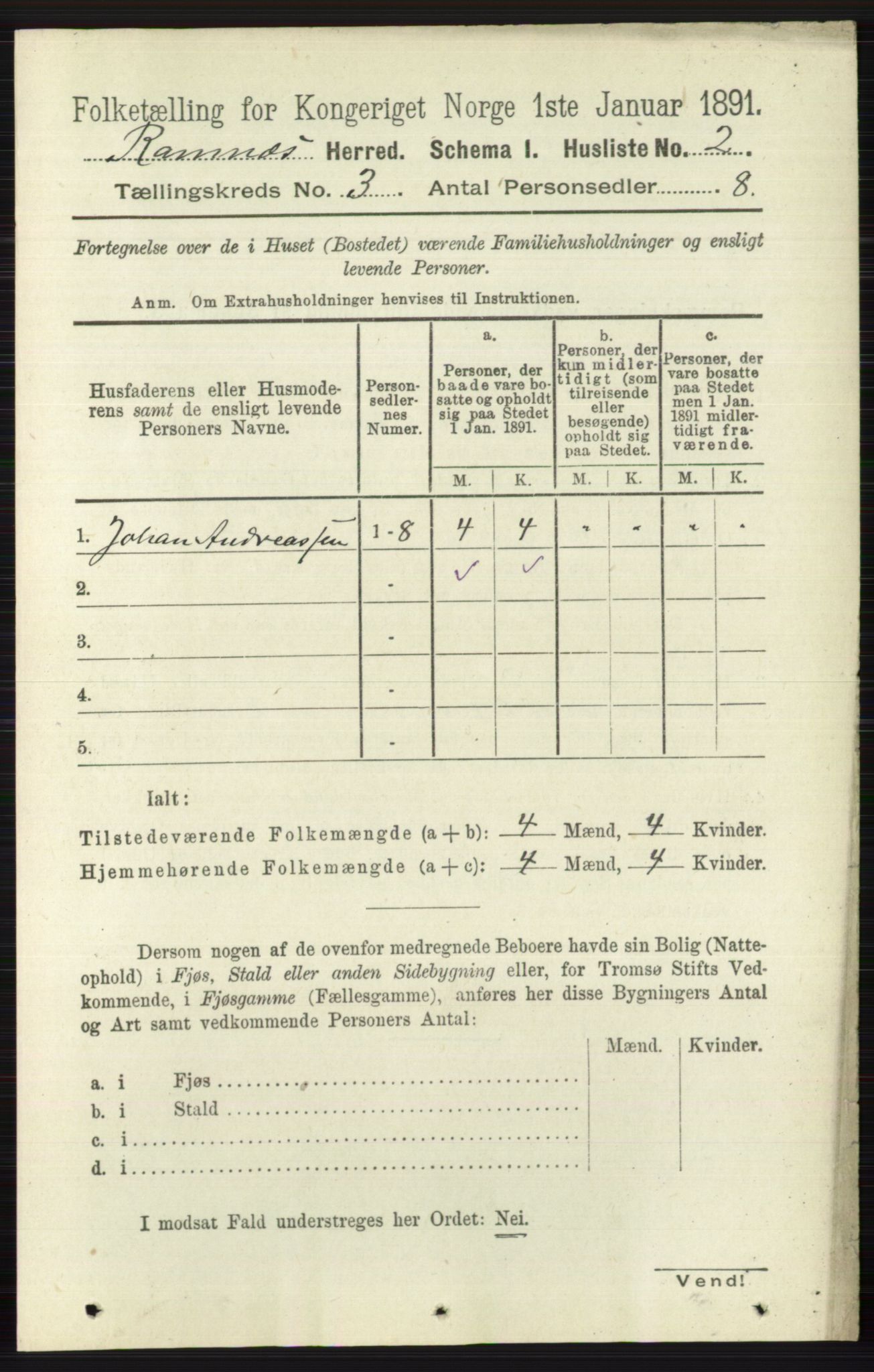 RA, 1891 census for 0718 Ramnes, 1891, p. 1200