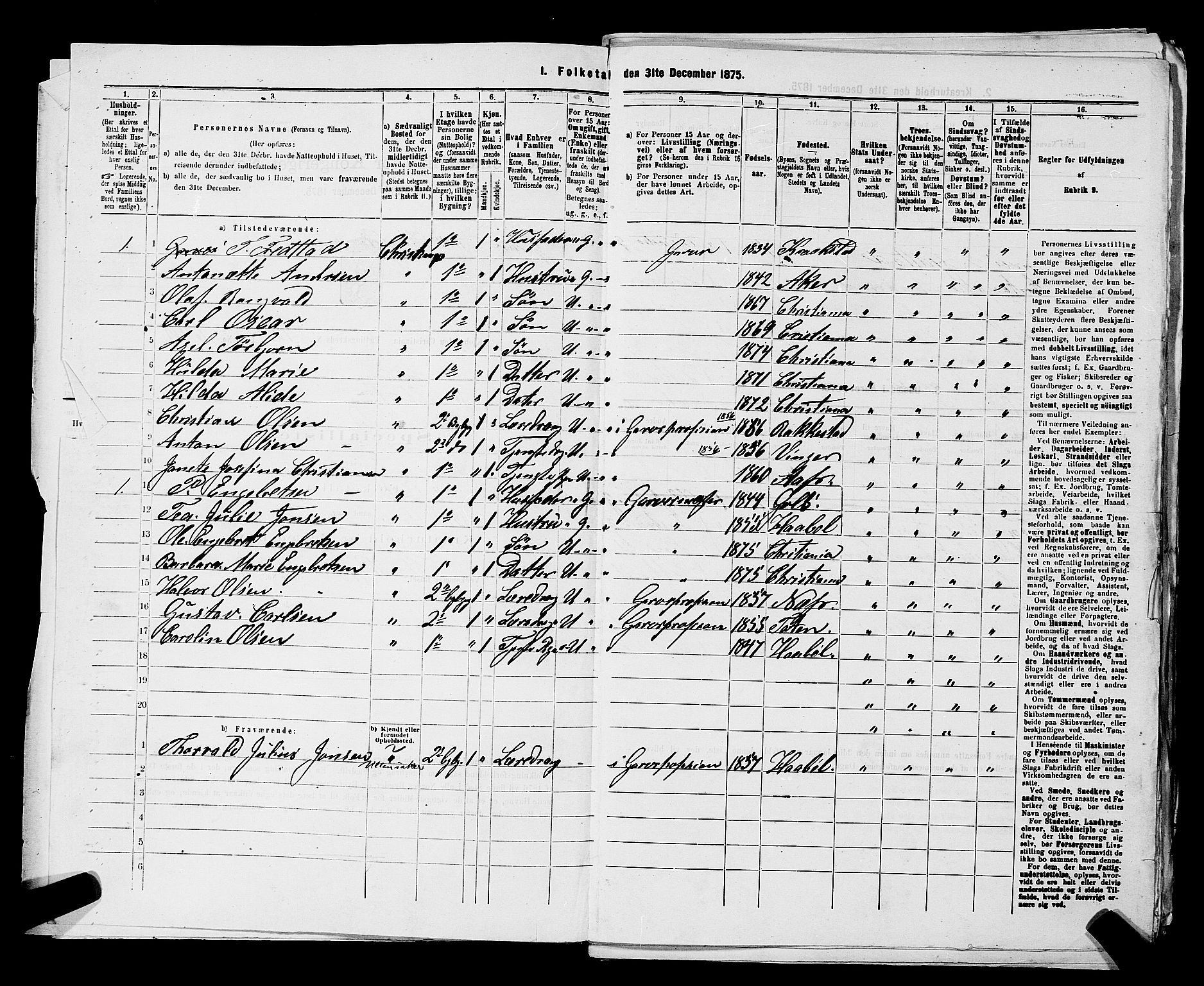 RA, 1875 census for 0301 Kristiania, 1875, p. 2002