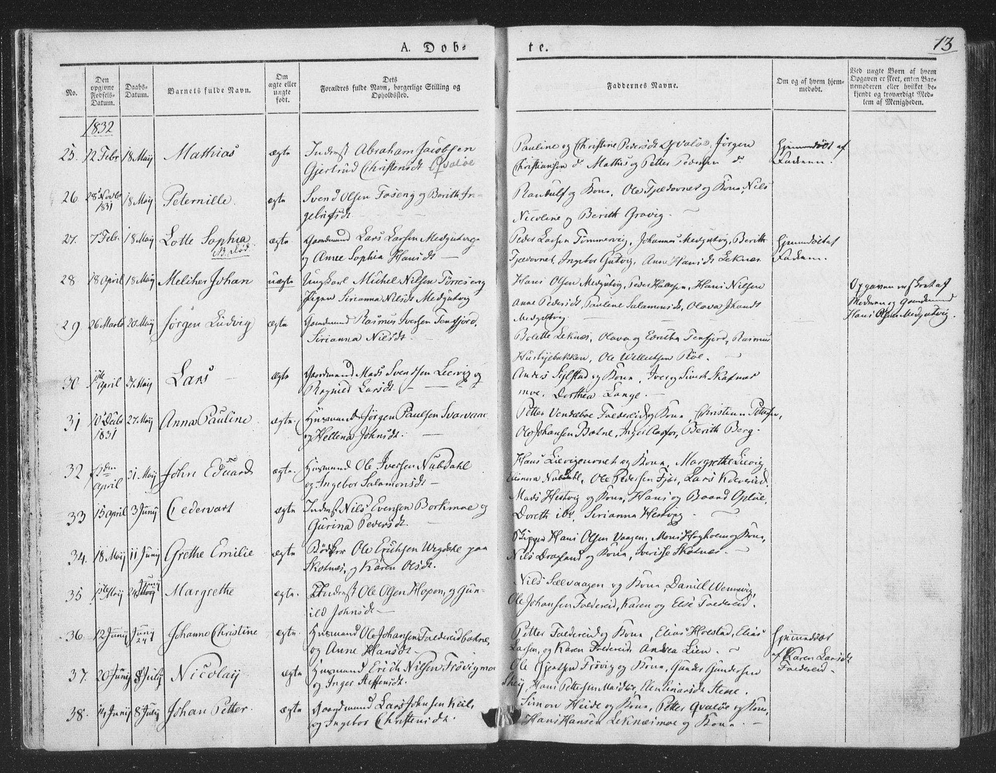 Ministerialprotokoller, klokkerbøker og fødselsregistre - Nord-Trøndelag, AV/SAT-A-1458/780/L0639: Parish register (official) no. 780A04, 1830-1844, p. 13