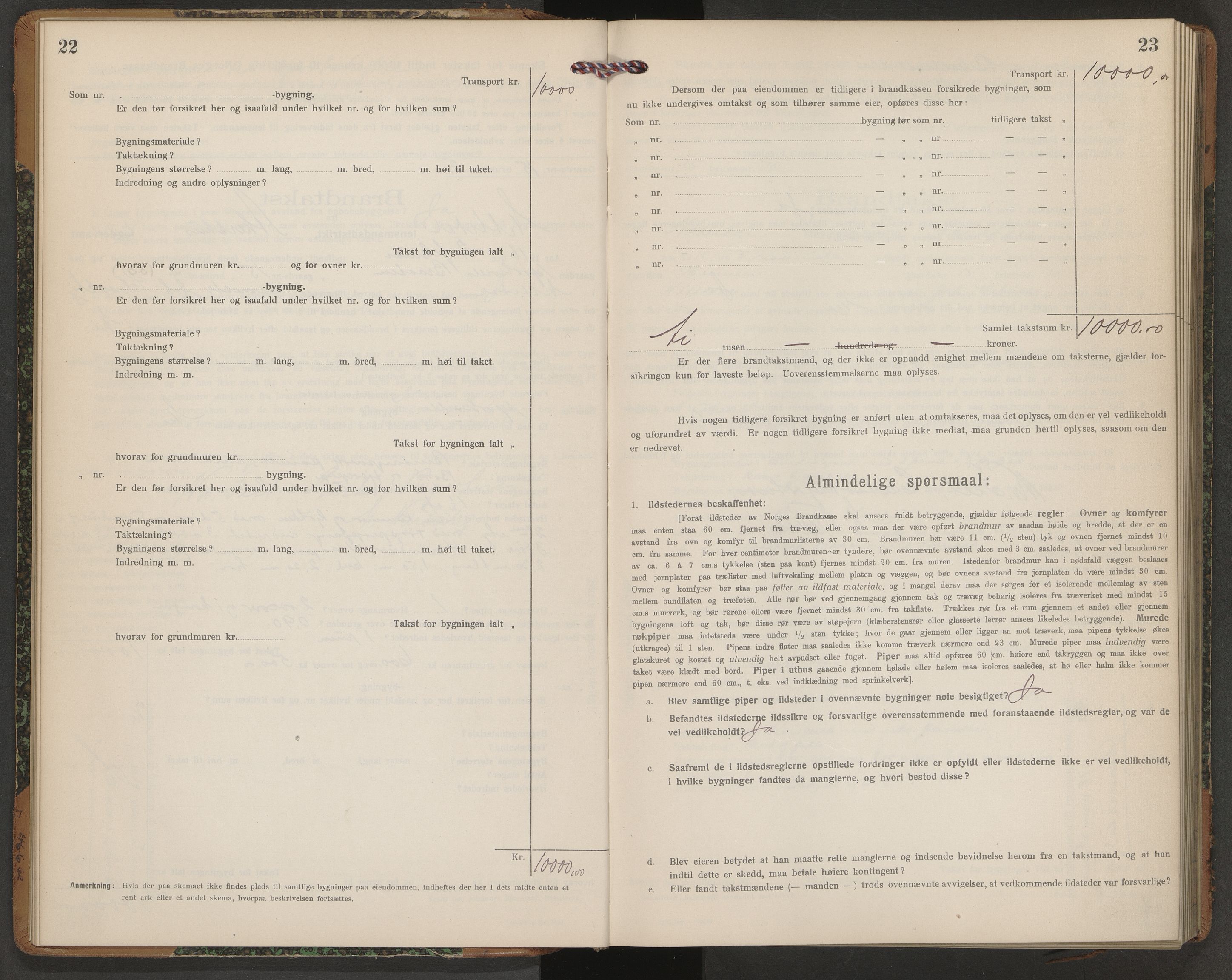 Norges brannkasse, branntakster Nittedal, AV/SAO-A-11394/F/Fb/L0001: Branntakstprotokoll, 1917-1930