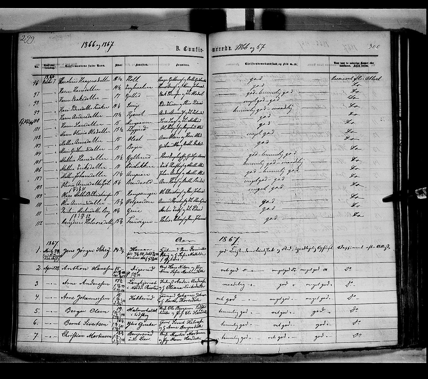 Vinger prestekontor, AV/SAH-PREST-024/H/Ha/Haa/L0011: Parish register (official) no. 11, 1862-1870, p. 300