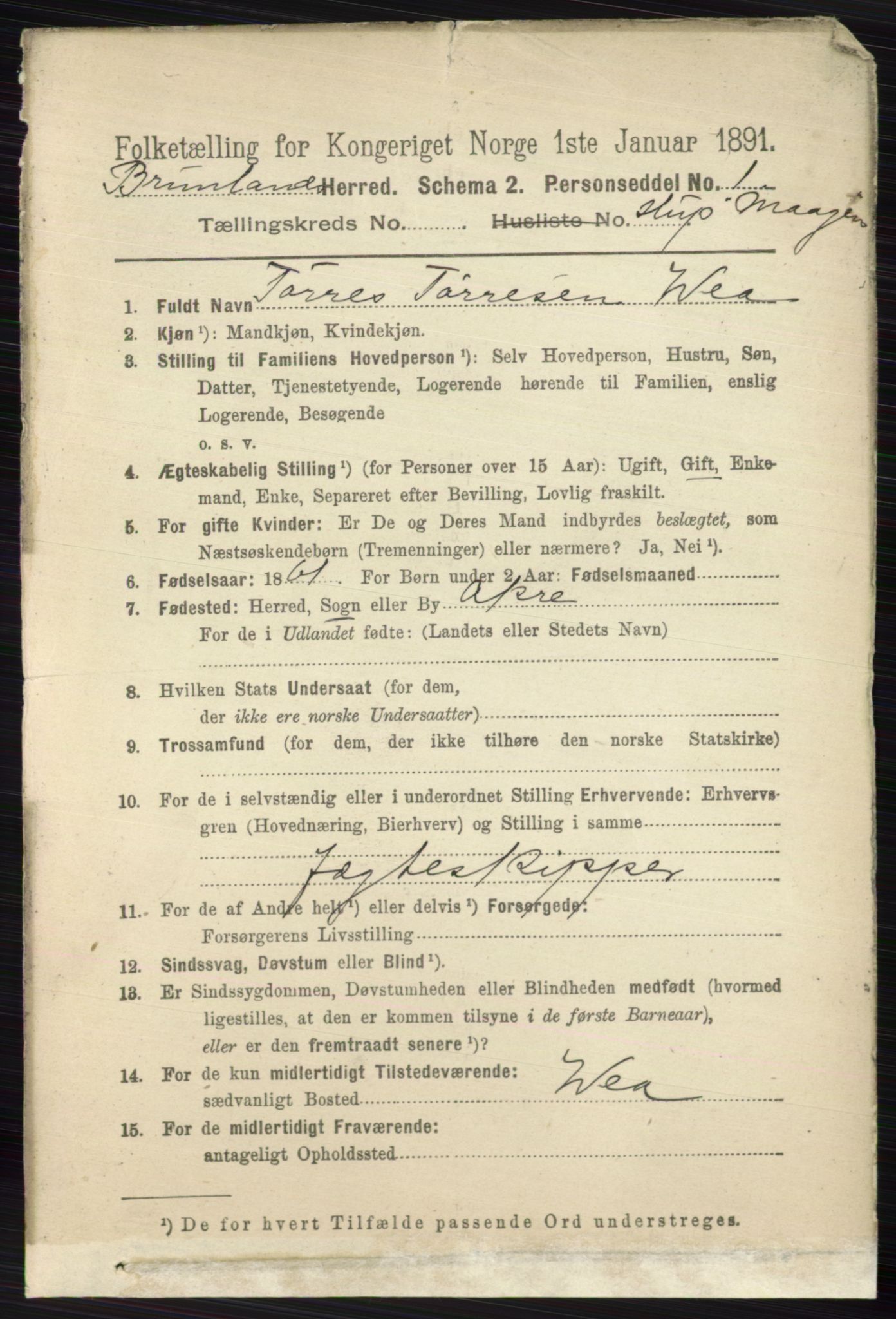 RA, 1891 census for 0726 Brunlanes, 1891, p. 5793