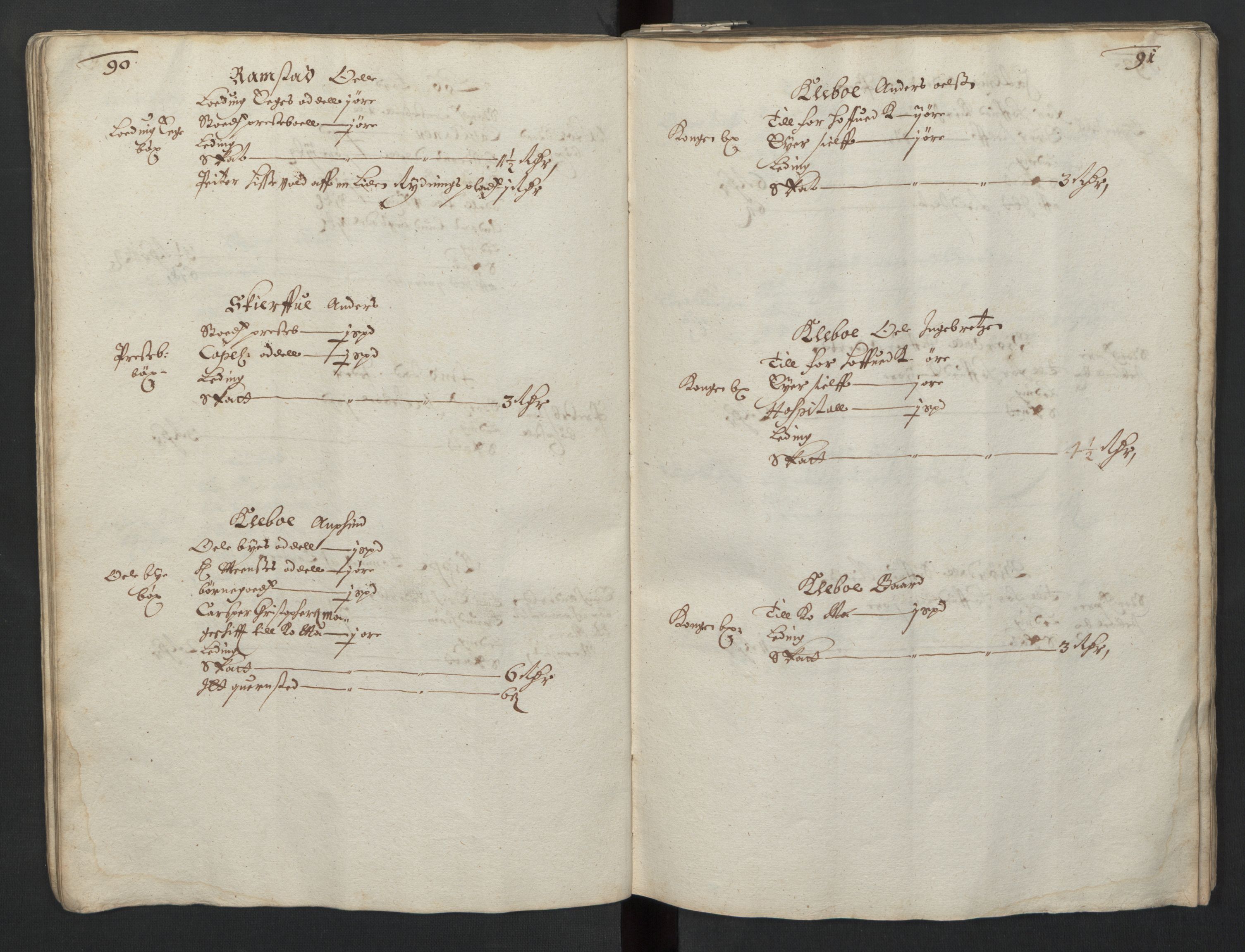 Rentekammeret inntil 1814, Realistisk ordnet avdeling, AV/RA-EA-4070/L/L0029/0001: Trondheim lagdømme: / Alminnelig jordebok og skattemanntall - Inderøy, 1661, p. 90-91