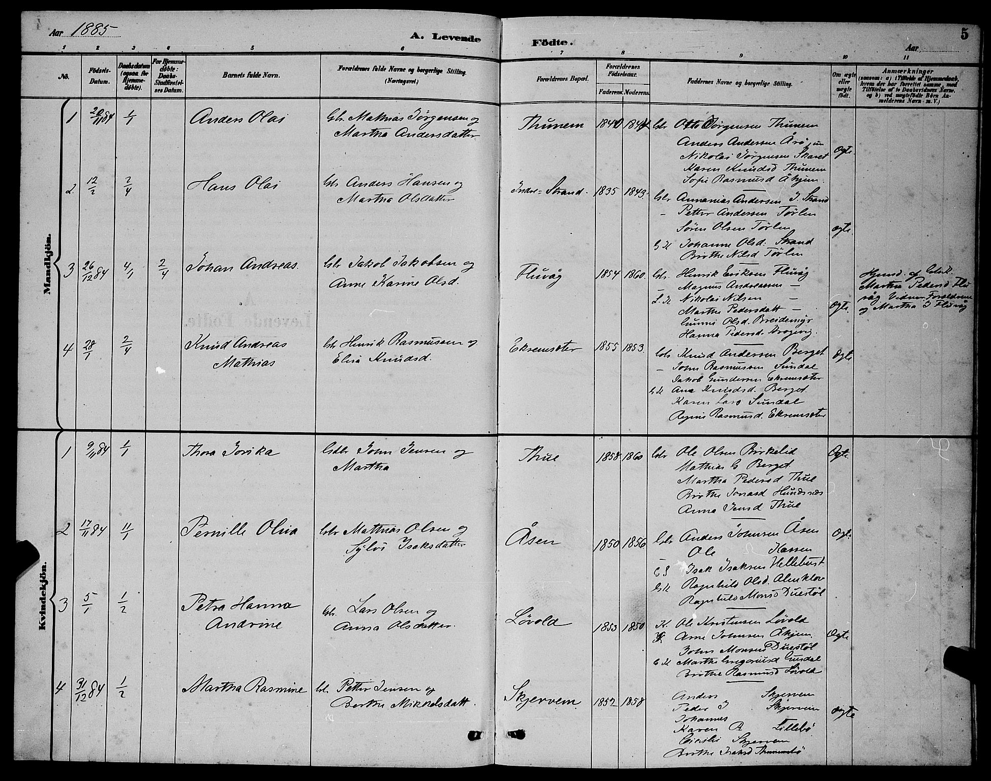 Ministerialprotokoller, klokkerbøker og fødselsregistre - Møre og Romsdal, AV/SAT-A-1454/501/L0017: Parish register (copy) no. 501C03, 1885-1901, p. 5