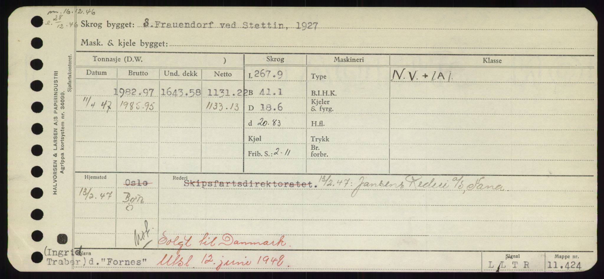 Sjøfartsdirektoratet med forløpere, Skipsmålingen, RA/S-1627/H/Hd/L0011: Fartøy, Fla-Får, p. 175