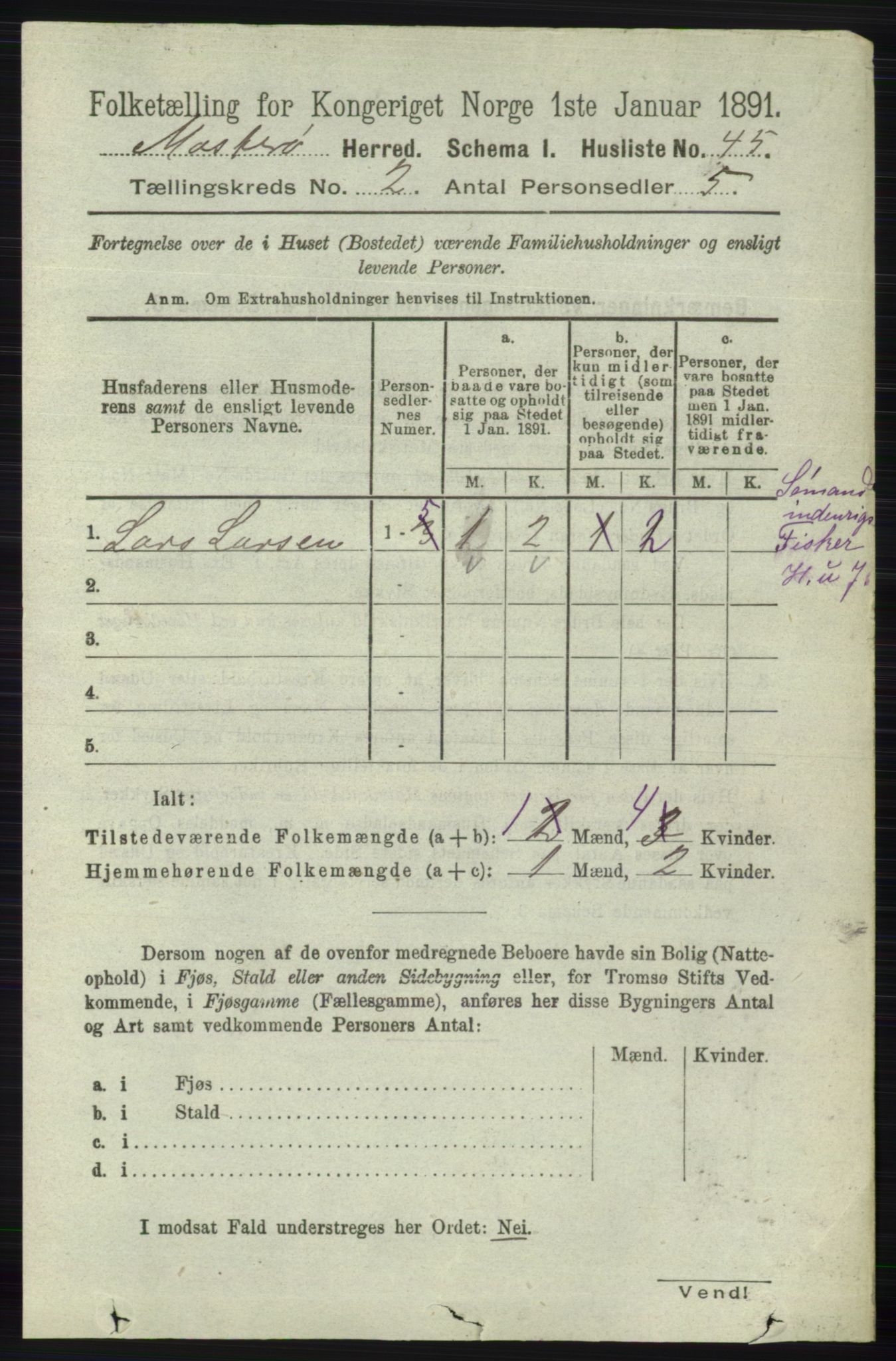 RA, 1891 census for 1143 Mosterøy, 1891, p. 614