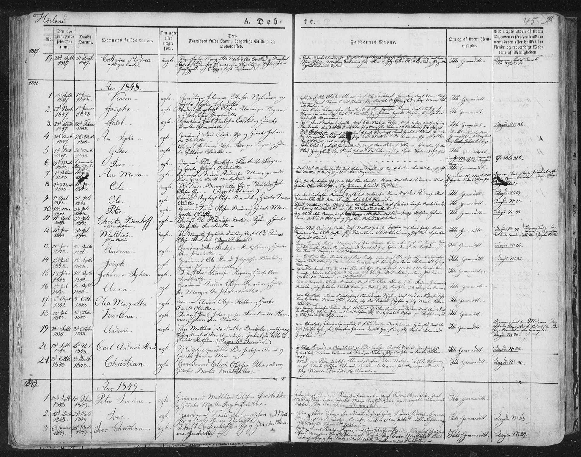 Ministerialprotokoller, klokkerbøker og fødselsregistre - Nord-Trøndelag, SAT/A-1458/758/L0513: Parish register (official) no. 758A02 /2, 1839-1868, p. 45