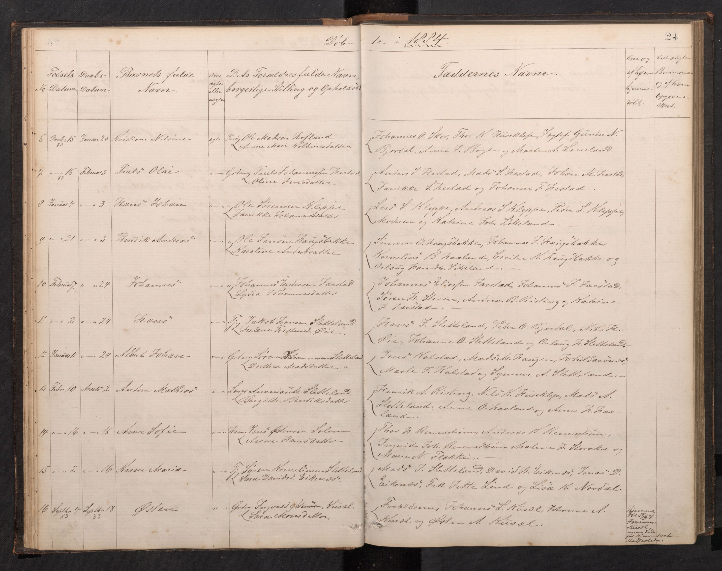 Fjaler sokneprestembete, SAB/A-79801/H/Hab/Habc/L0002: Parish register (copy) no. C 2, 1879-1893, p. 23b-24a