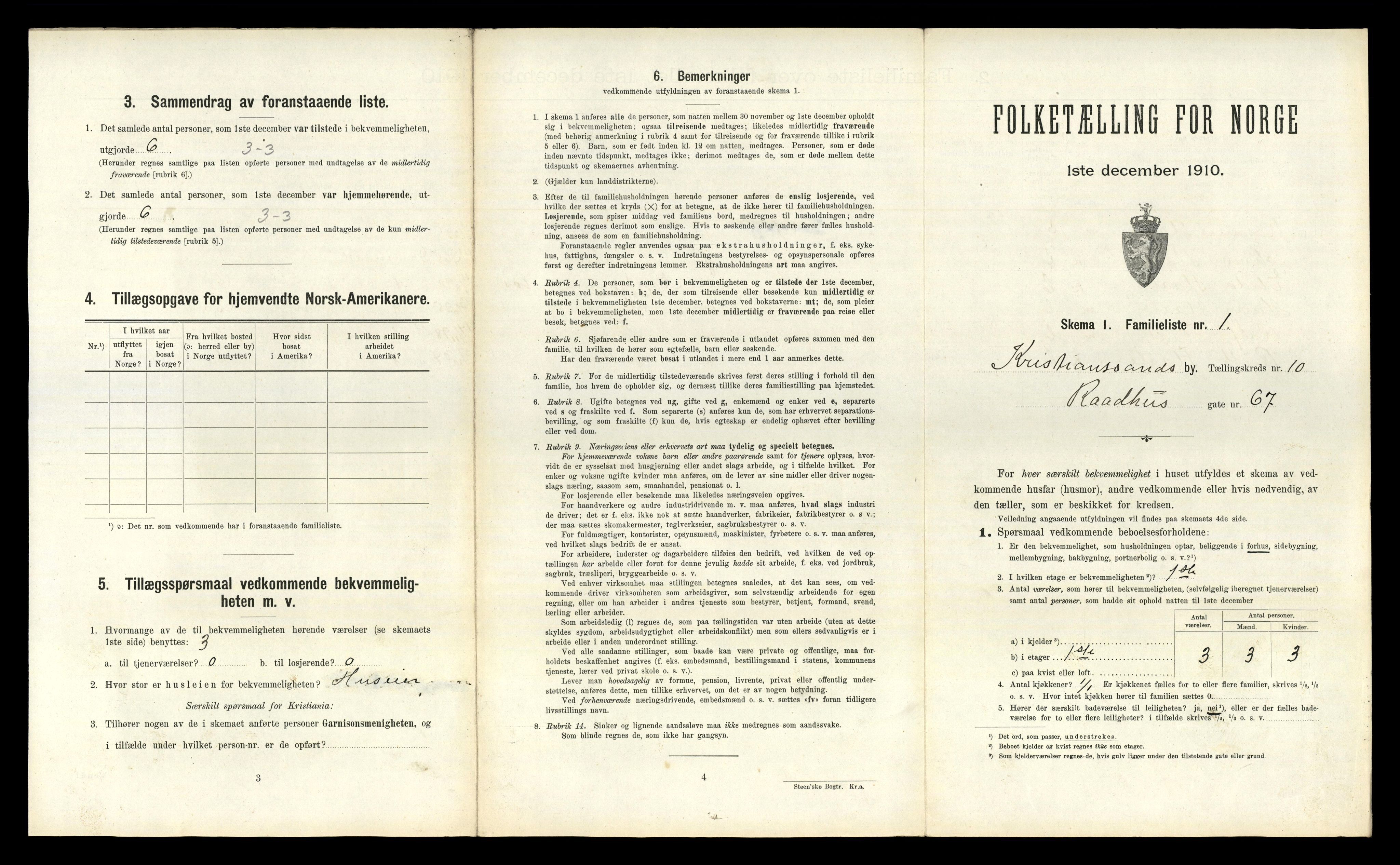 RA, 1910 census for Kristiansand, 1910, p. 2454