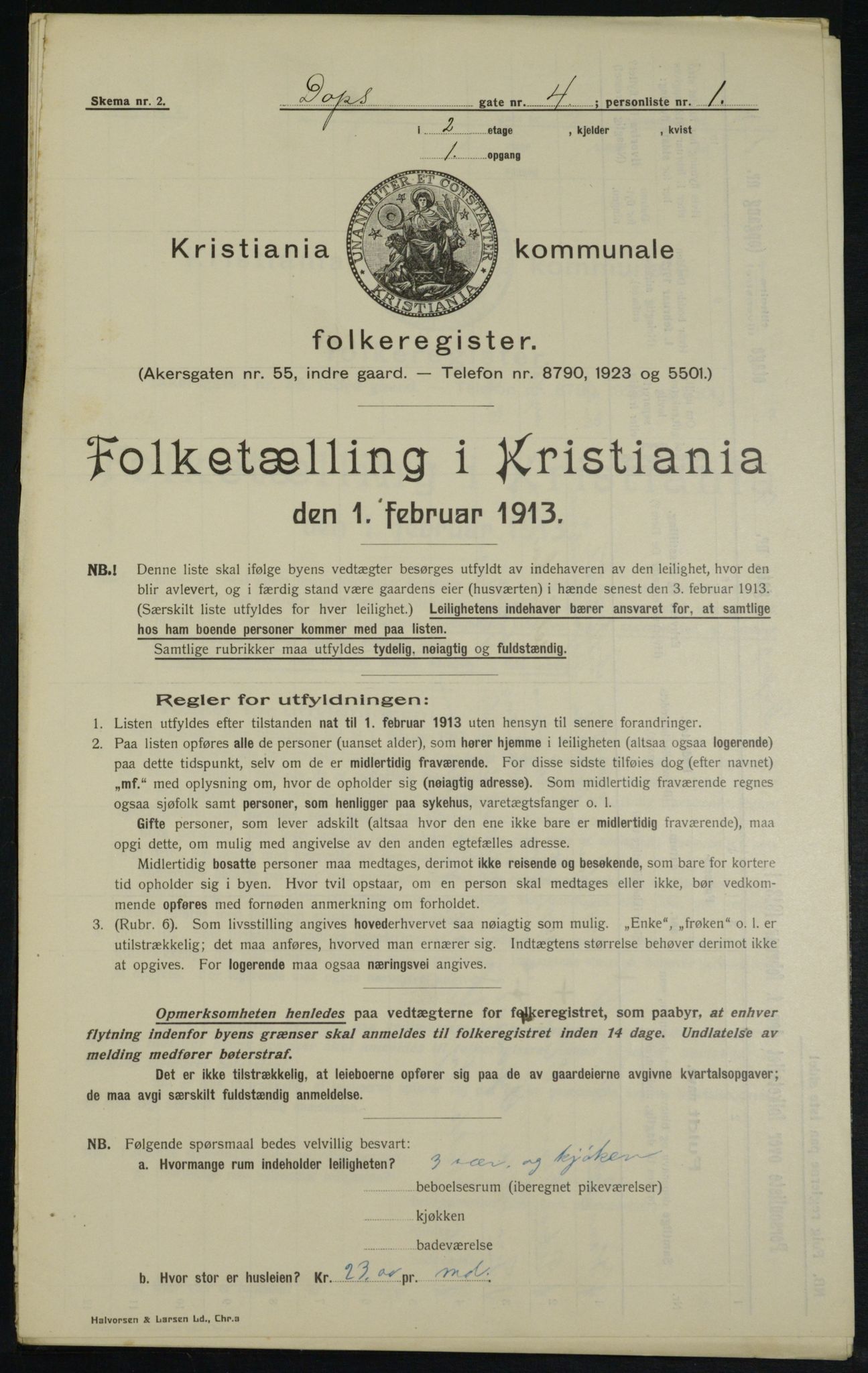 OBA, Municipal Census 1913 for Kristiania, 1913, p. 15928