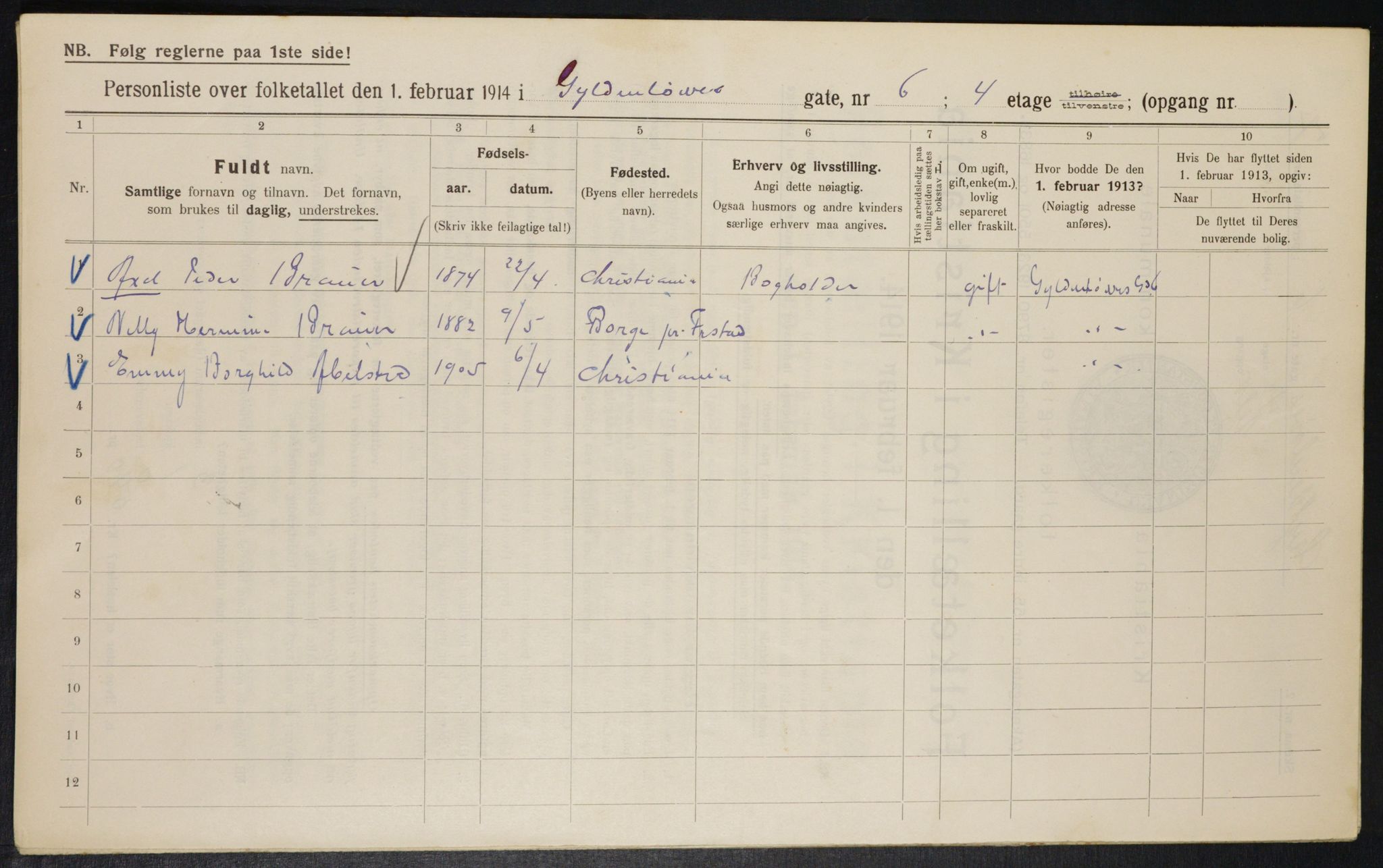 OBA, Municipal Census 1914 for Kristiania, 1914, p. 32600