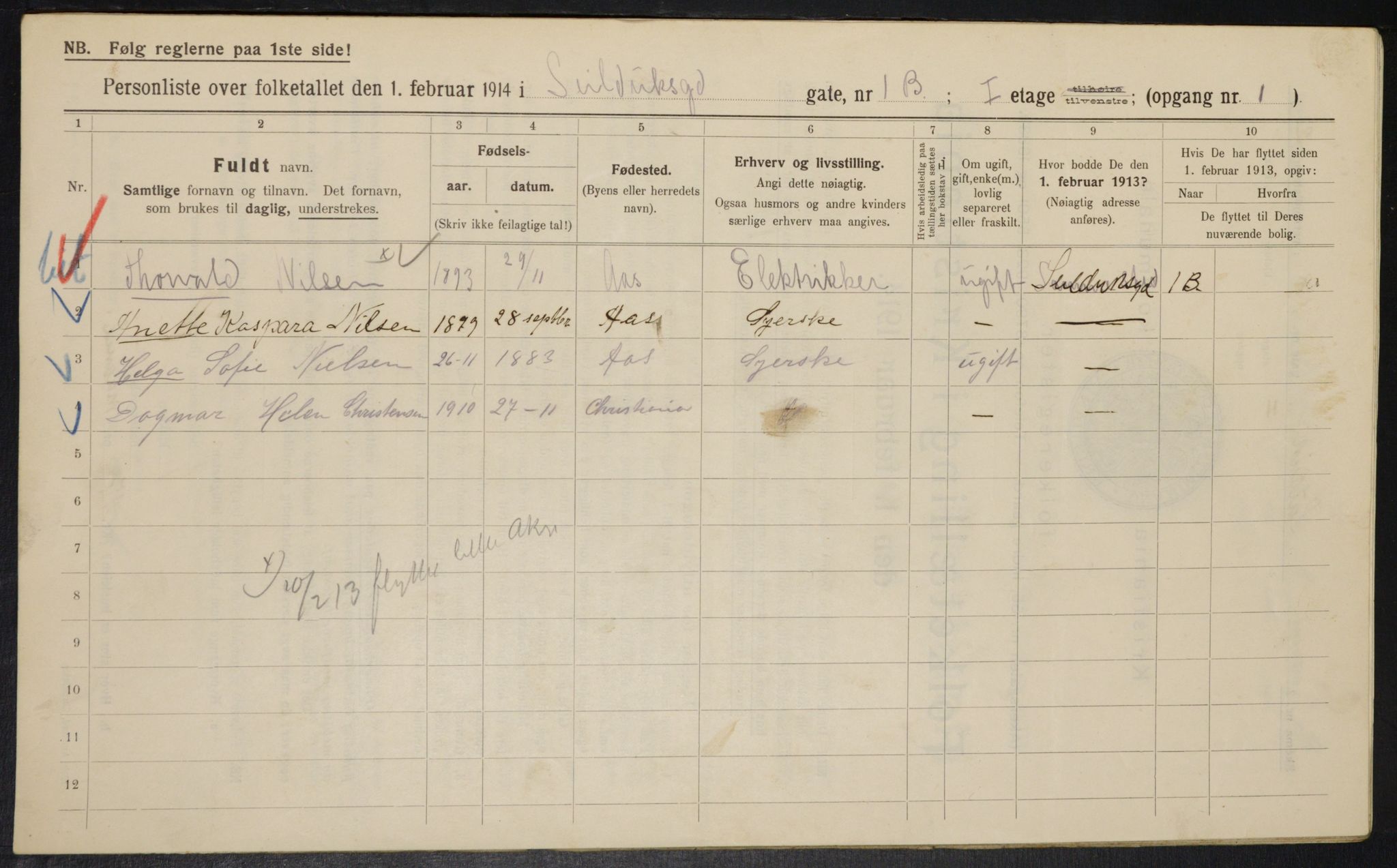 OBA, Municipal Census 1914 for Kristiania, 1914, p. 93632