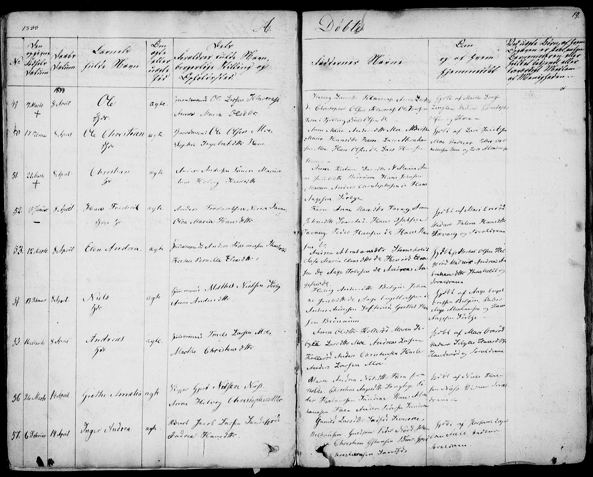 Sandar kirkebøker, AV/SAKO-A-243/F/Fa/L0005: Parish register (official) no. 5, 1832-1847, p. 18-19