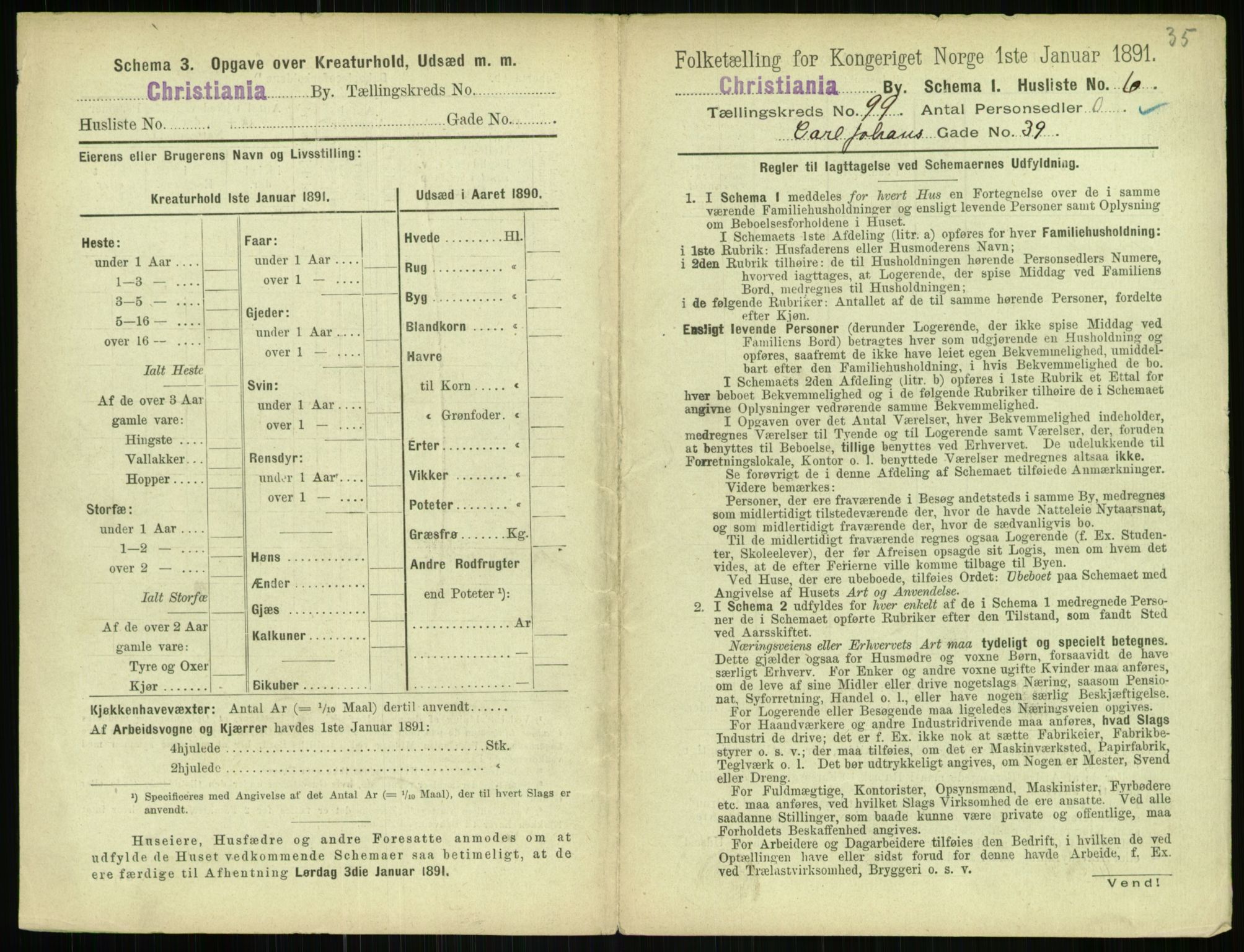 RA, 1891 census for 0301 Kristiania, 1891, p. 48525