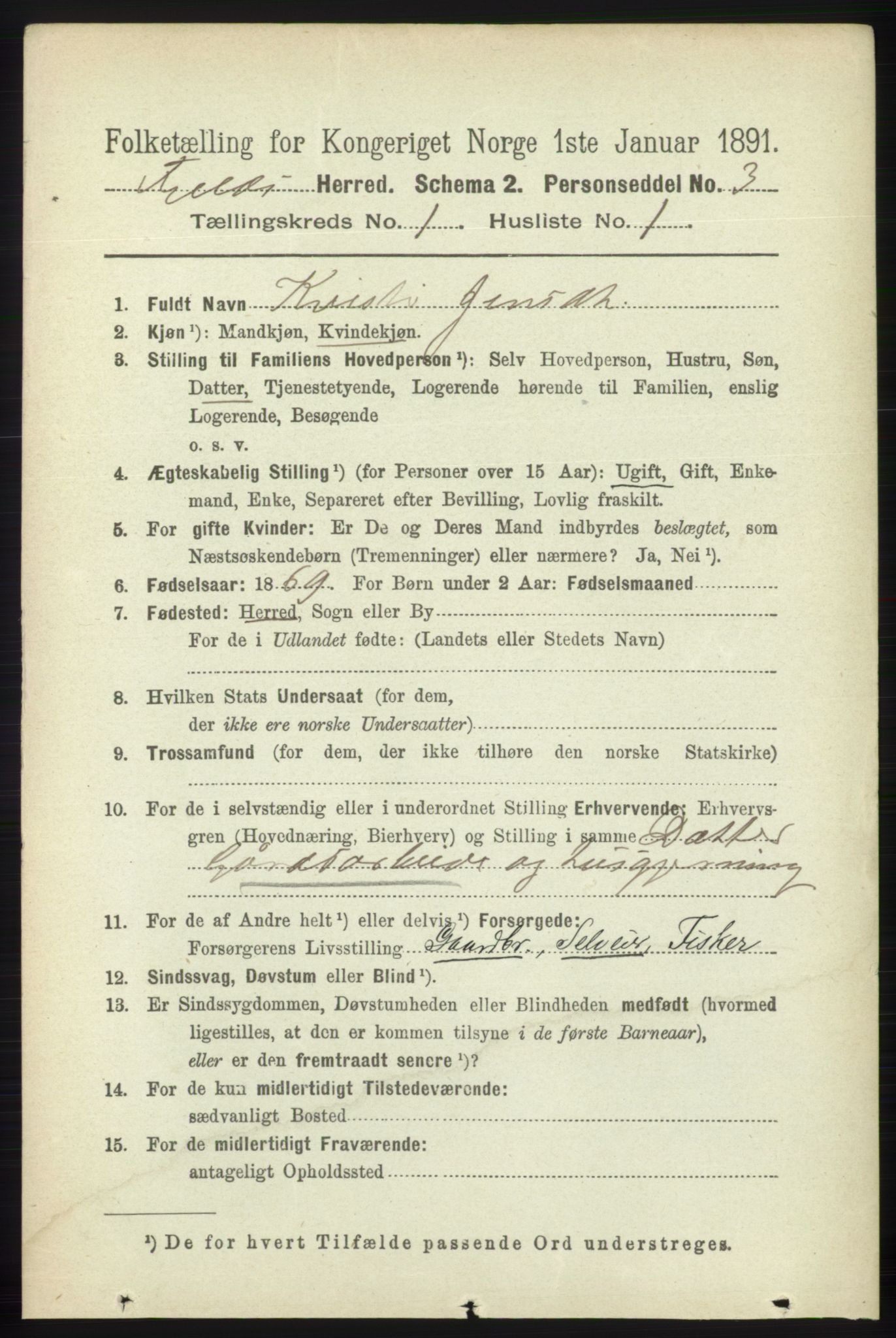 RA, 1891 census for 1246 Fjell, 1891, p. 115