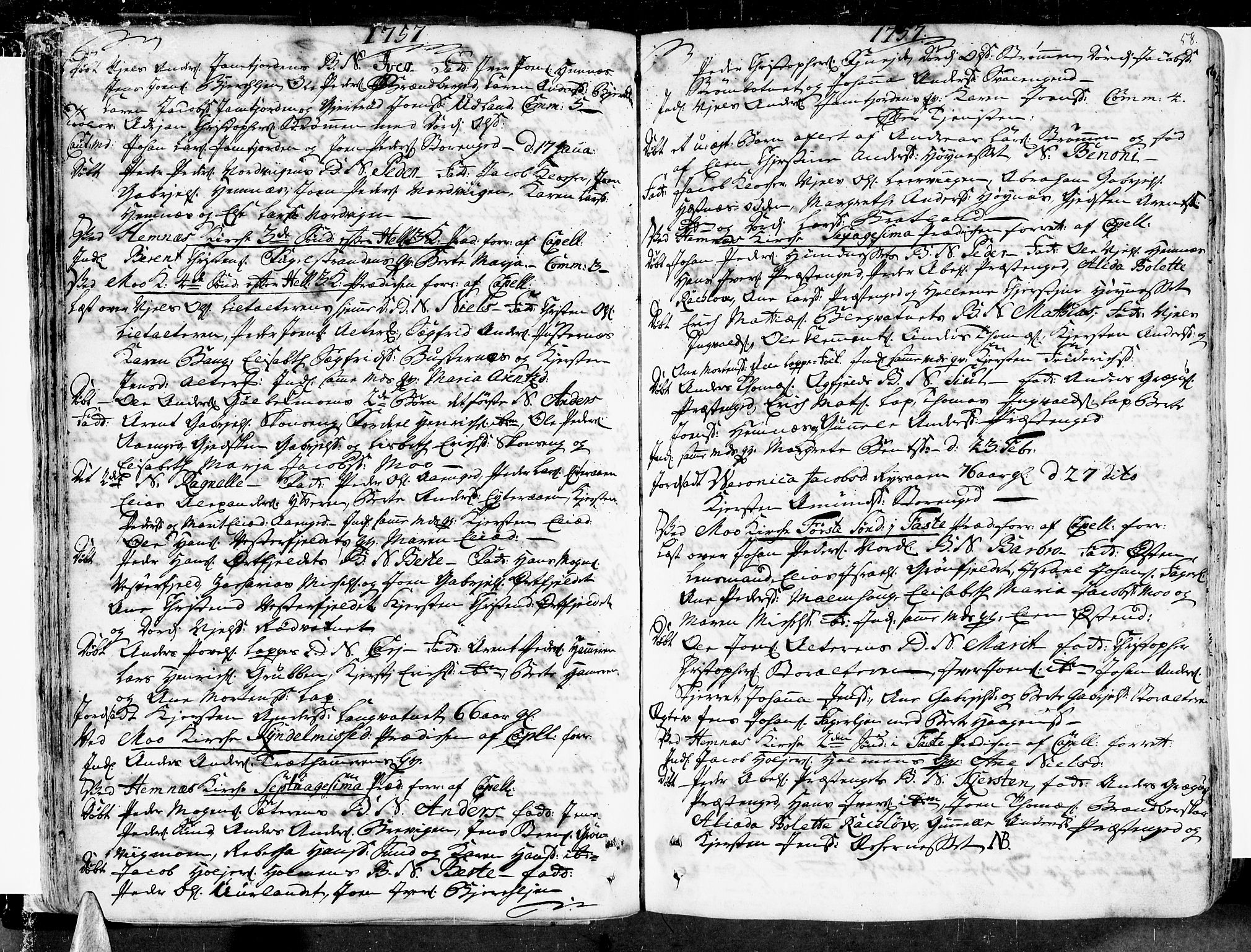 Ministerialprotokoller, klokkerbøker og fødselsregistre - Nordland, SAT/A-1459/825/L0348: Parish register (official) no. 825A04, 1752-1788, p. 58