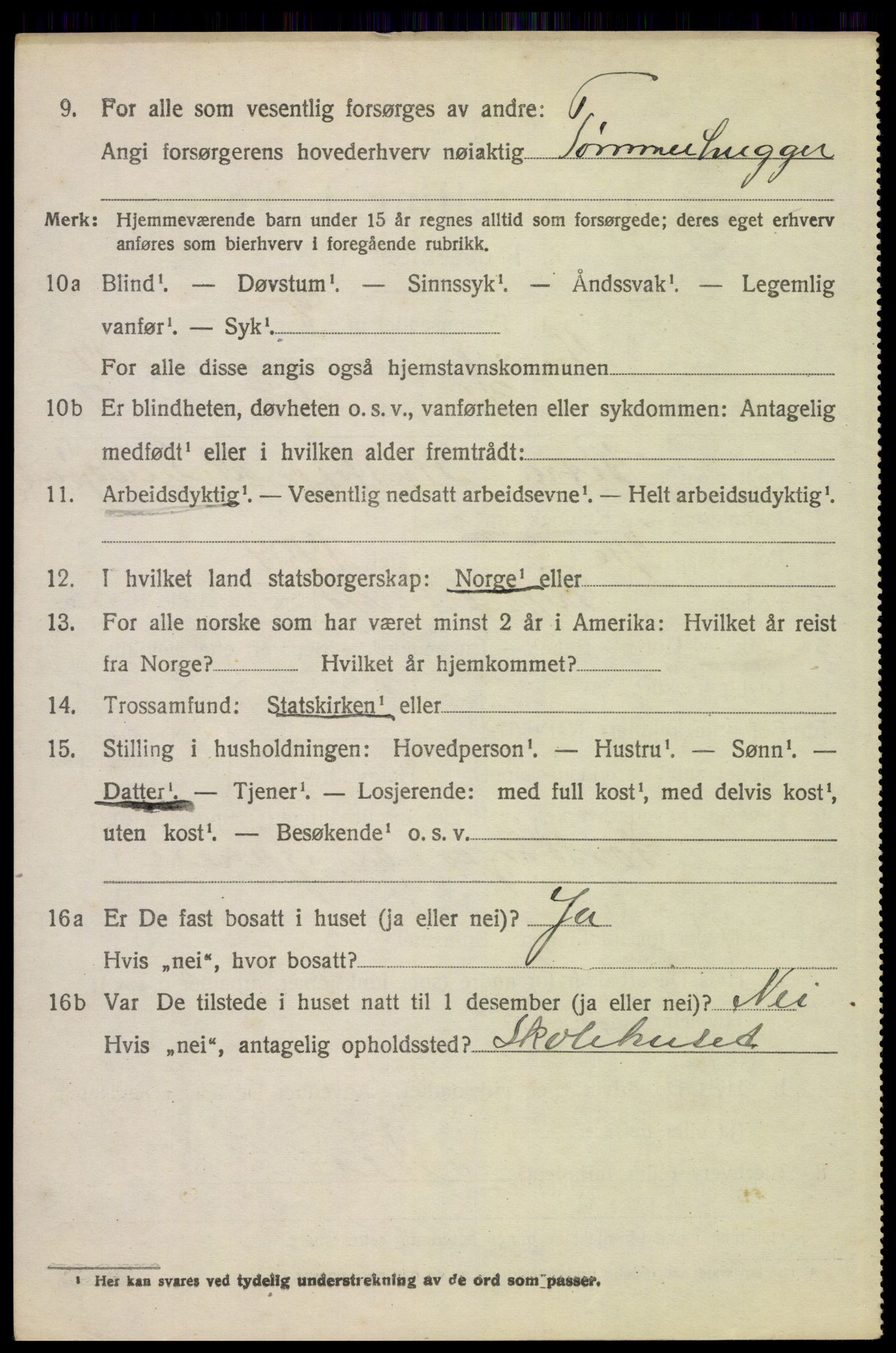 SAH, 1920 census for Trysil, 1920, p. 7612