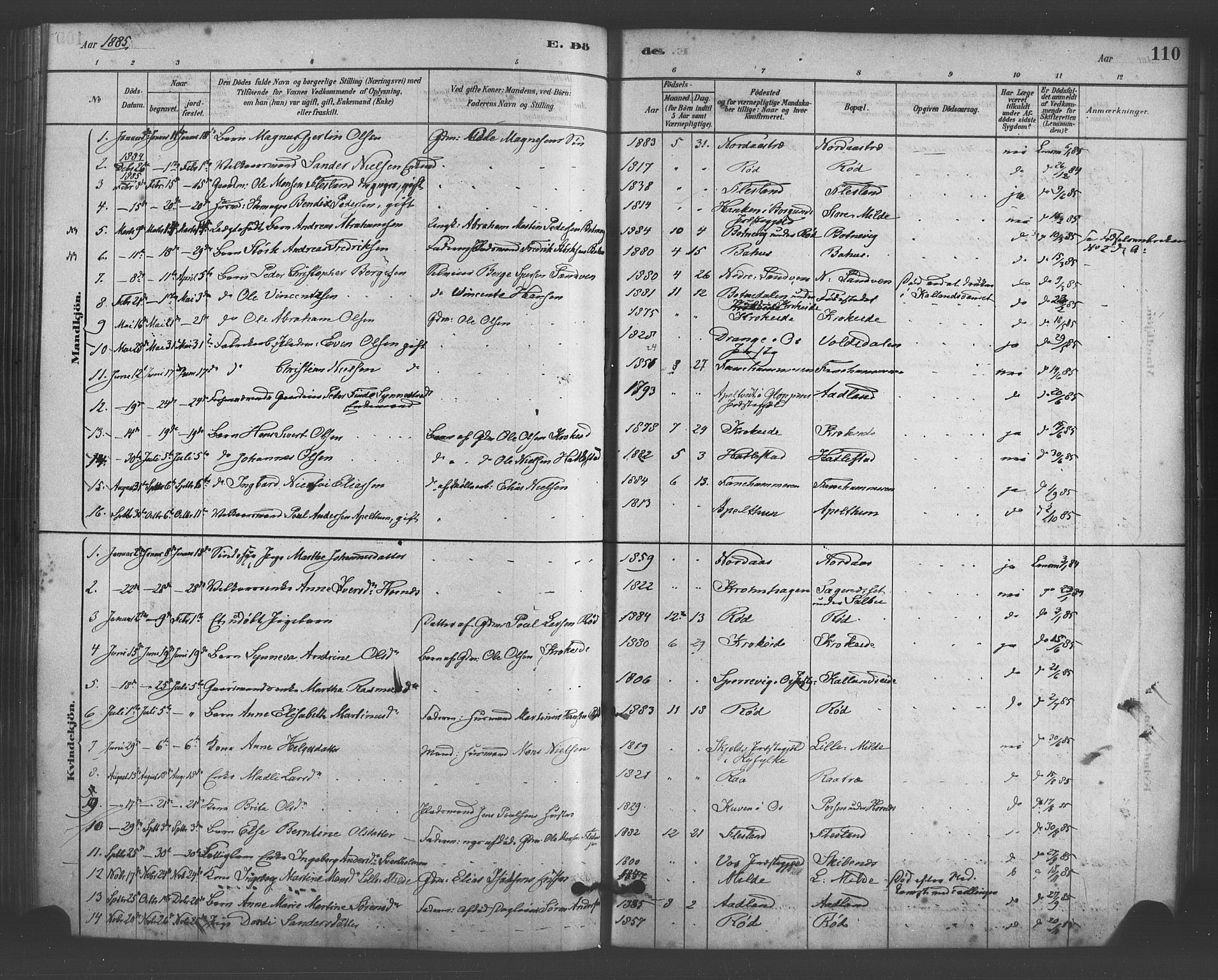 Fana Sokneprestembete, SAB/A-75101/H/Haa/Haab/L0001: Parish register (official) no. B 1, 1878-1889, p. 110