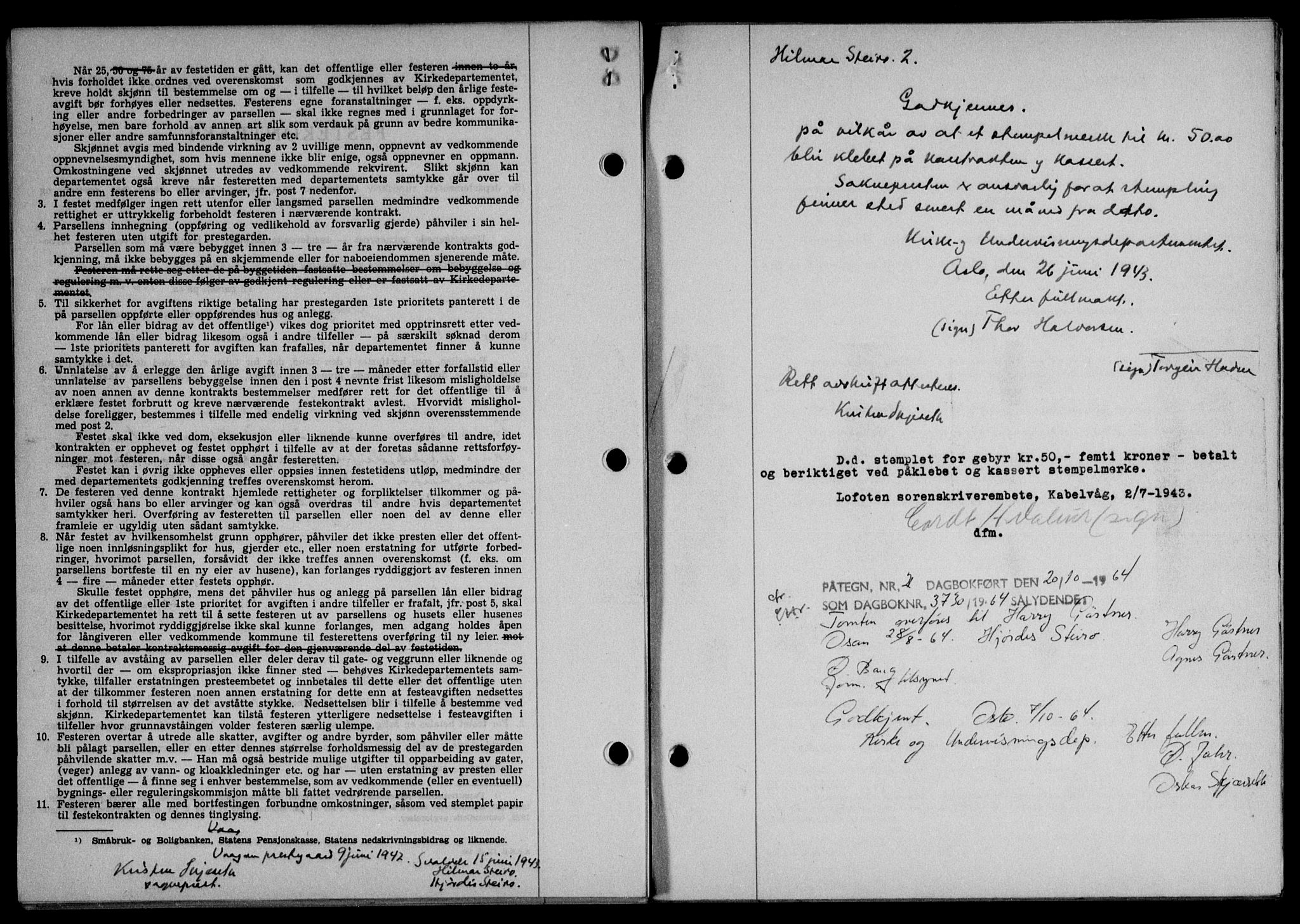 Lofoten sorenskriveri, AV/SAT-A-0017/1/2/2C/L0011a: Mortgage book no. 11a, 1943-1943, Diary no: : 818/1943