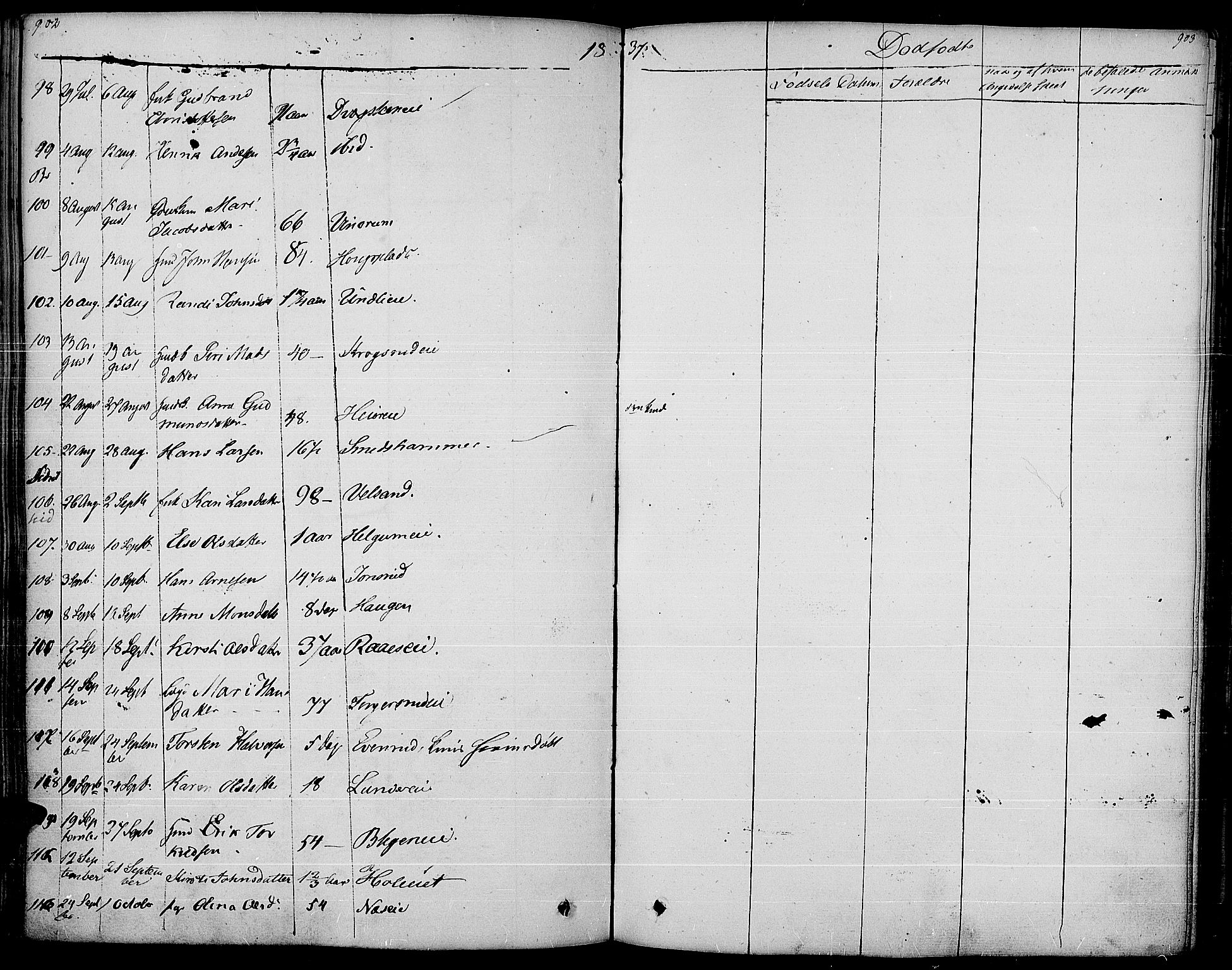 Gran prestekontor, AV/SAH-PREST-112/H/Ha/Haa/L0010: Parish register (official) no. 10, 1824-1842, p. 902-903