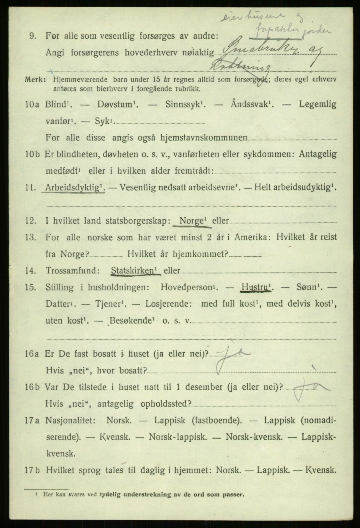 SATØ, 1920 census for Trondenes, 1920, p. 16305