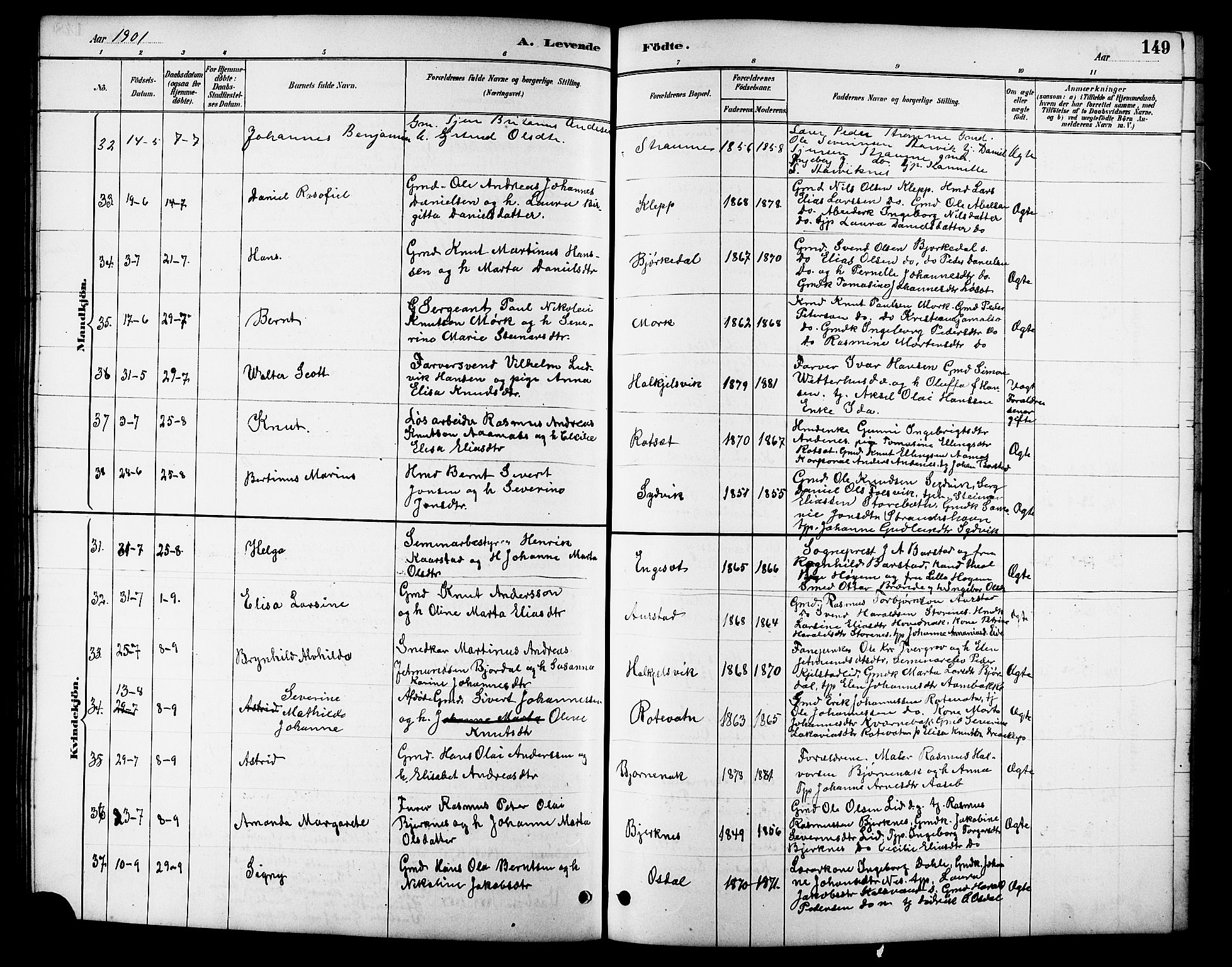 Ministerialprotokoller, klokkerbøker og fødselsregistre - Møre og Romsdal, AV/SAT-A-1454/511/L0158: Parish register (copy) no. 511C04, 1884-1903, p. 149