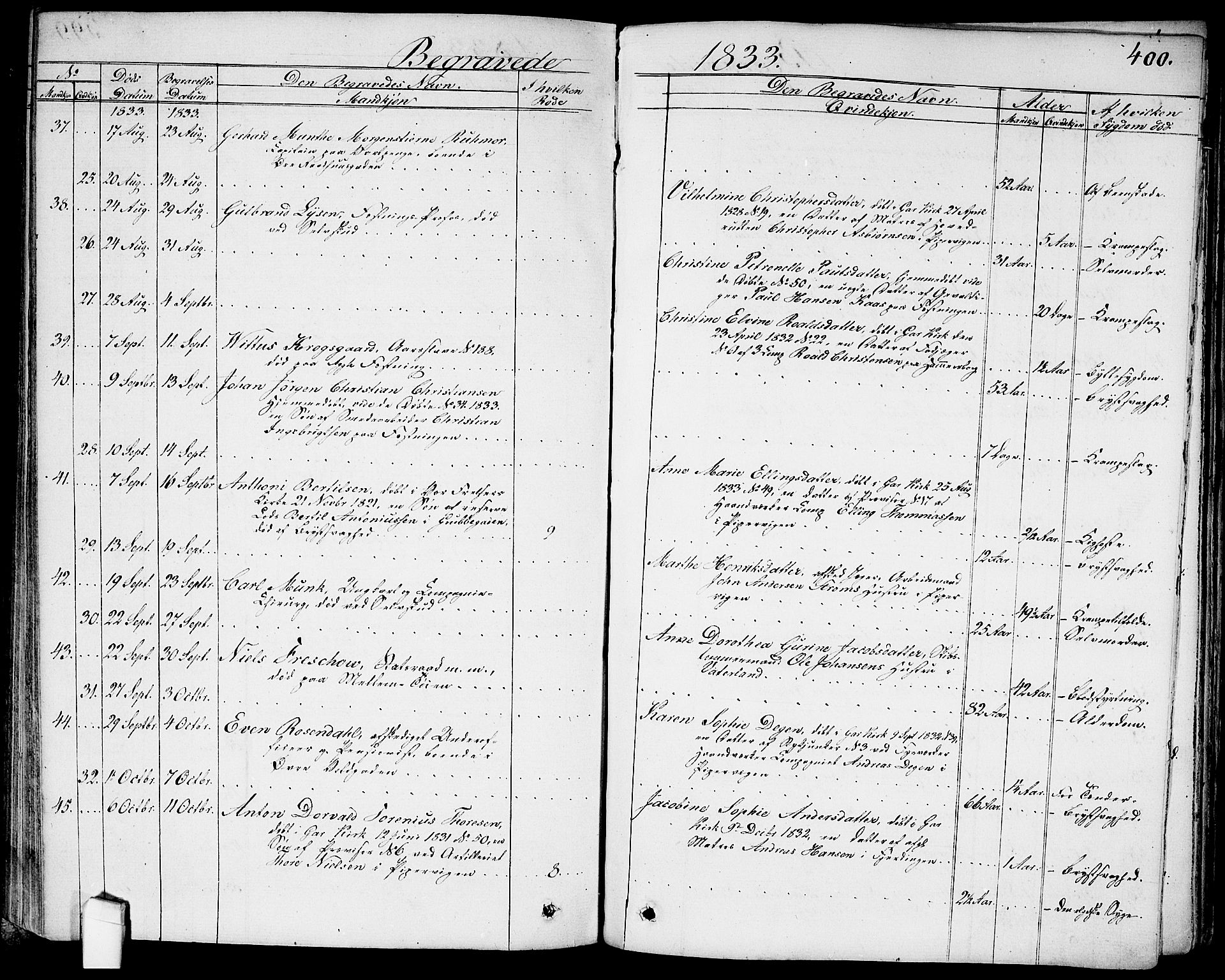 Garnisonsmenigheten Kirkebøker, AV/SAO-A-10846/G/Ga/L0004: Parish register (copy) no. 4, 1828-1840, p. 400