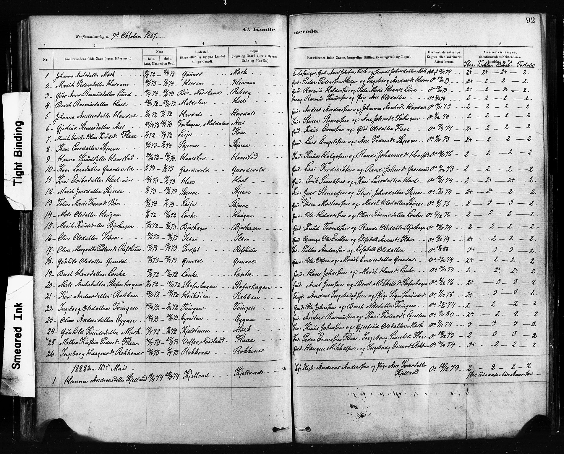 Ministerialprotokoller, klokkerbøker og fødselsregistre - Sør-Trøndelag, SAT/A-1456/674/L0871: Parish register (official) no. 674A03, 1880-1896, p. 92