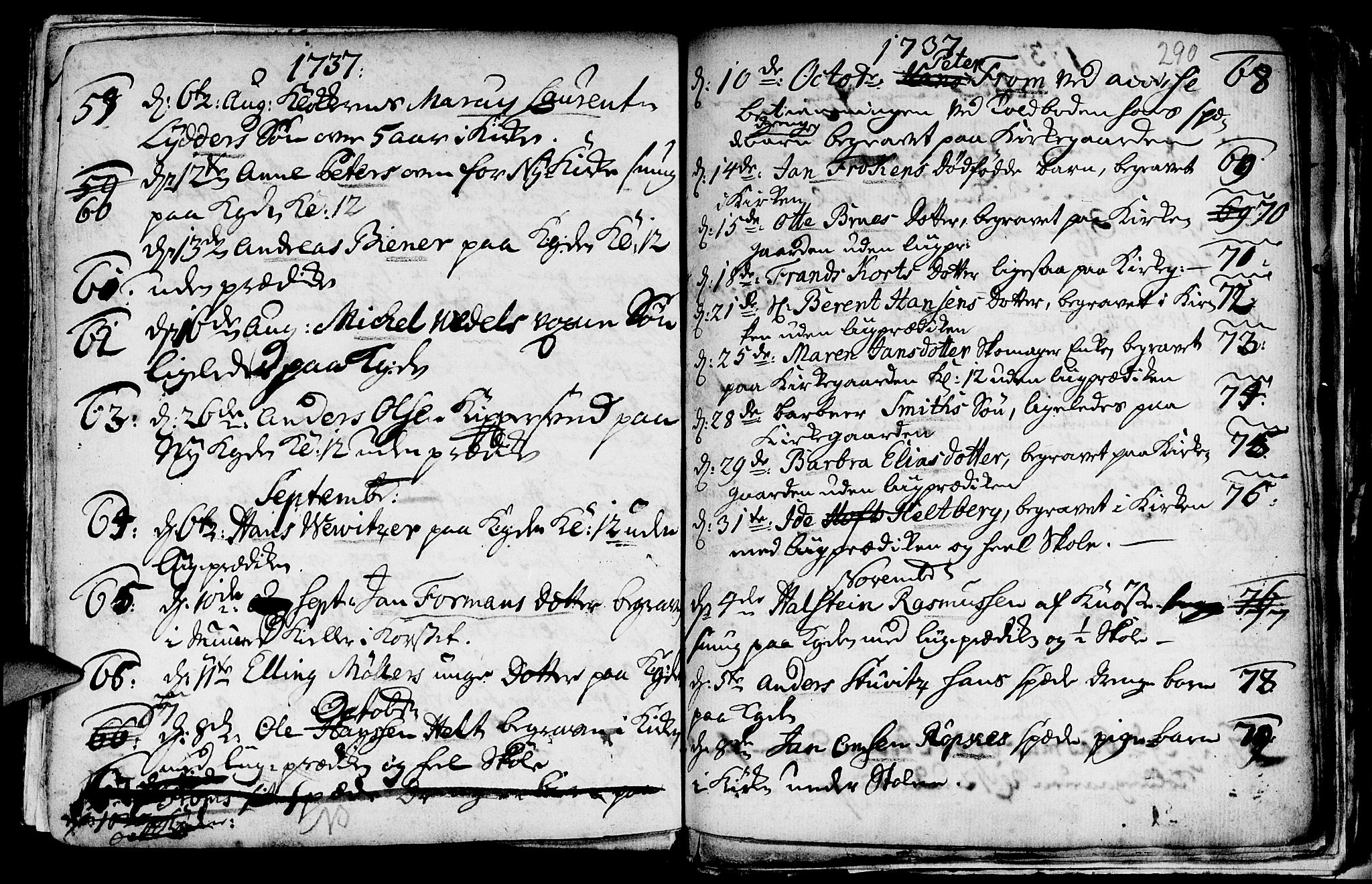 Nykirken Sokneprestembete, SAB/A-77101/H/Haa/L0009: Parish register (official) no. A 9, 1689-1759, p. 290