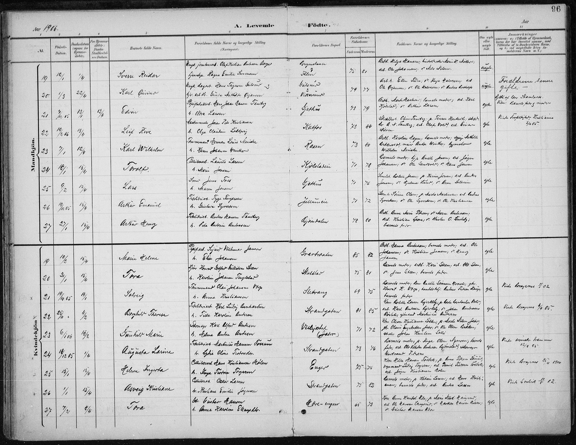 Modum kirkebøker, AV/SAKO-A-234/F/Fa/L0013: Parish register (official) no. 13, 1899-1907, p. 96