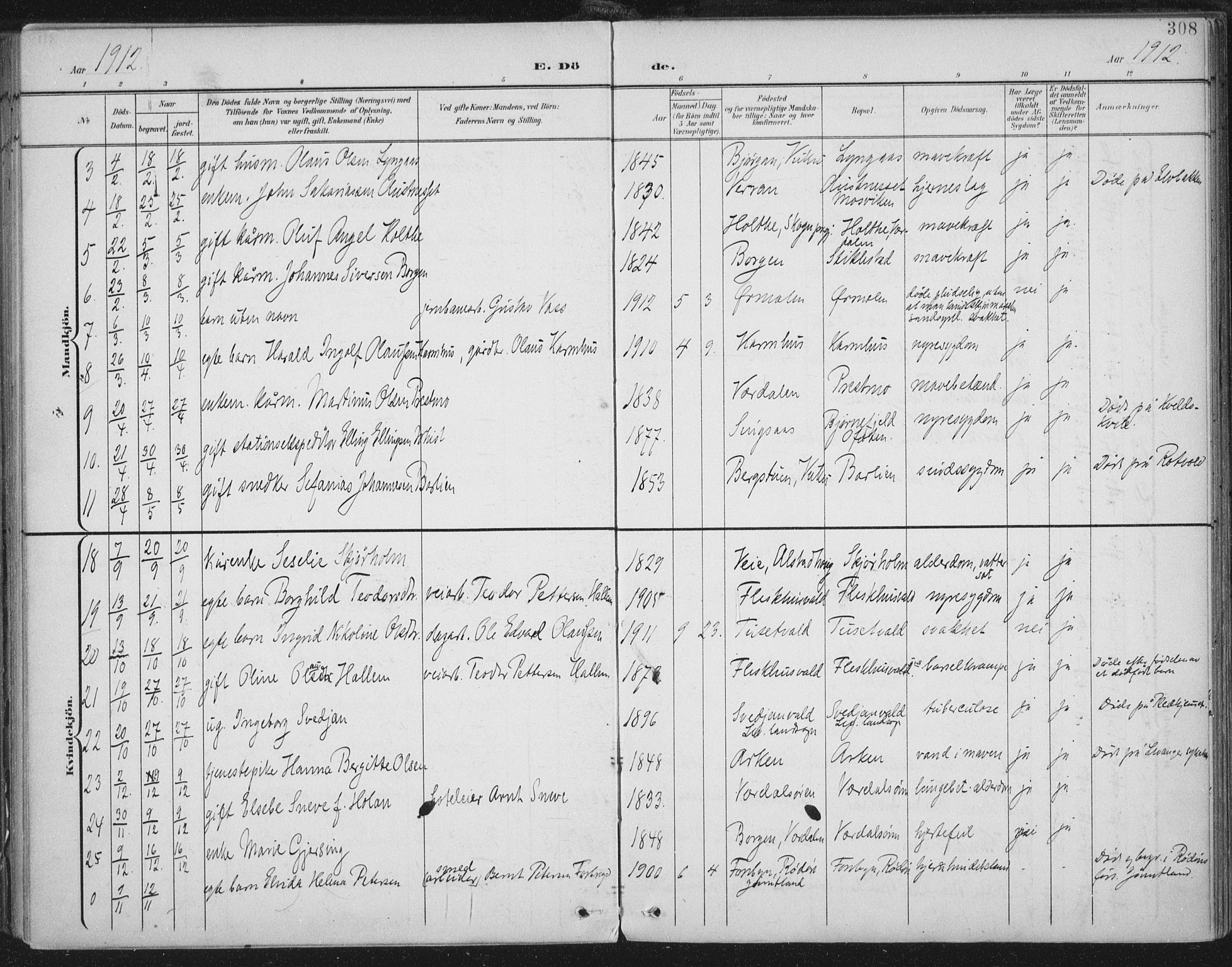 Ministerialprotokoller, klokkerbøker og fødselsregistre - Nord-Trøndelag, SAT/A-1458/723/L0246: Parish register (official) no. 723A15, 1900-1917, p. 308