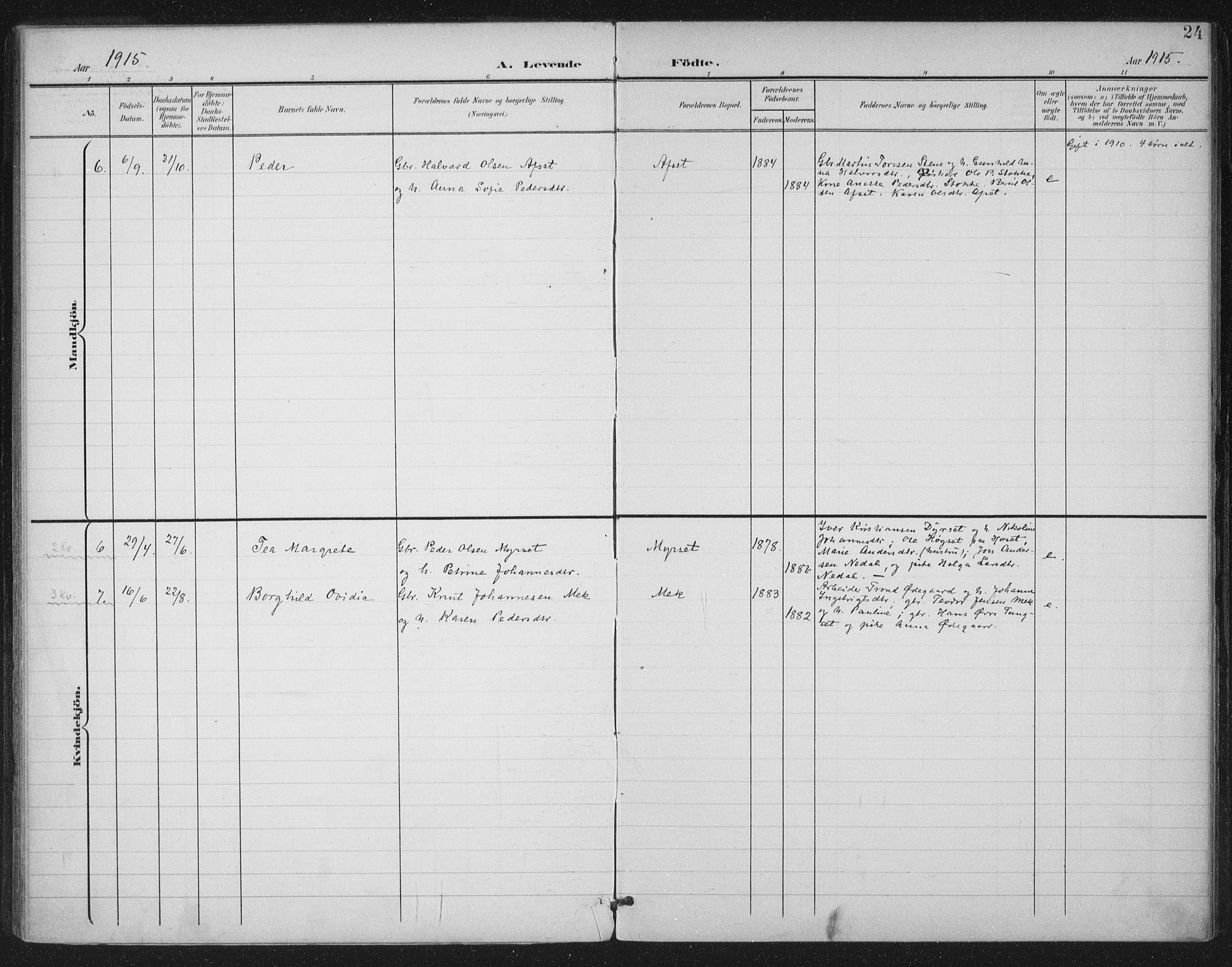 Ministerialprotokoller, klokkerbøker og fødselsregistre - Møre og Romsdal, SAT/A-1454/568/L0810: Parish register (official) no. 568A14, 1901-1915, p. 24