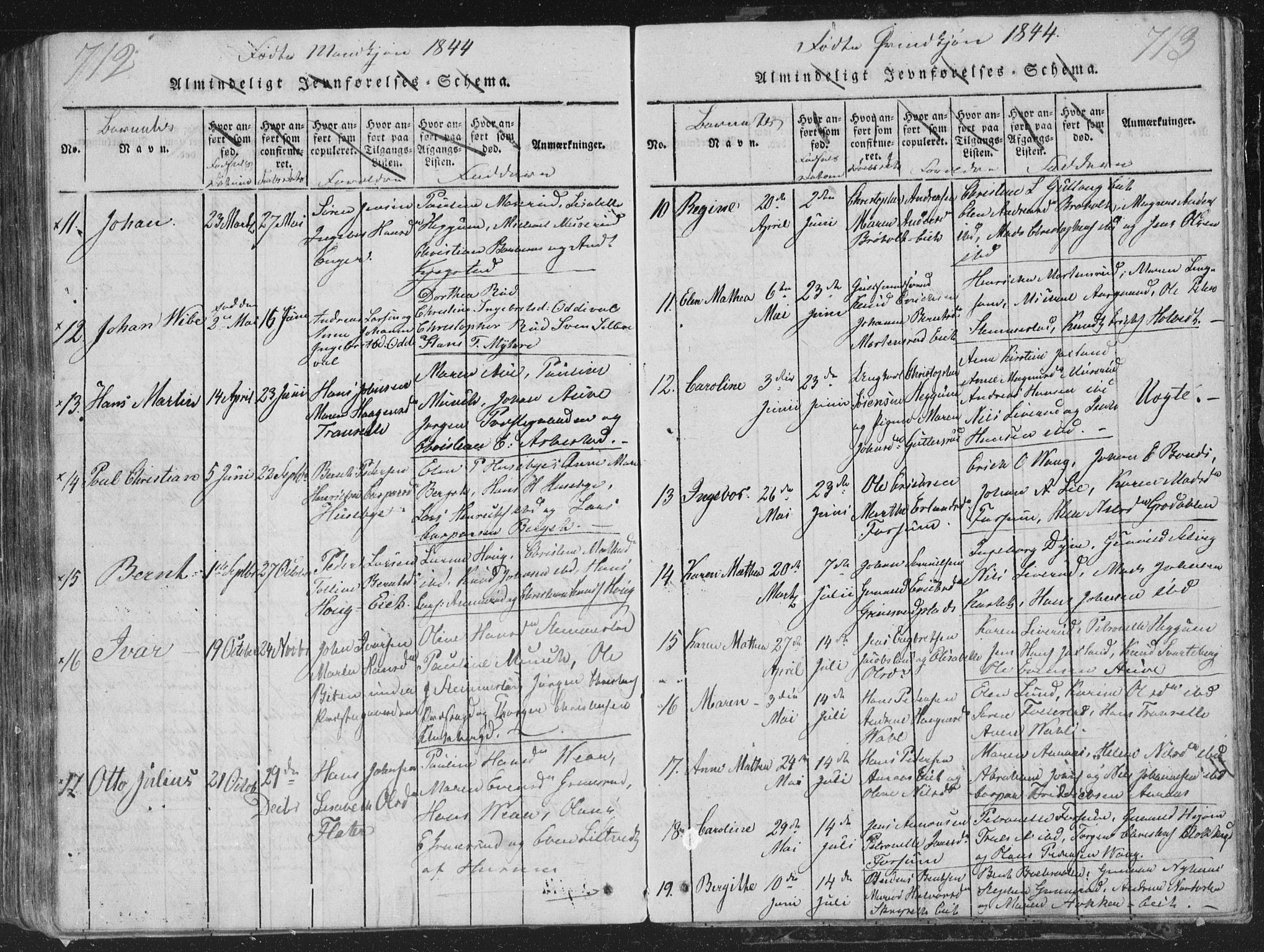 Røyken kirkebøker, AV/SAKO-A-241/G/Ga/L0003: Parish register (copy) no. 3, 1814-1856, p. 712-713