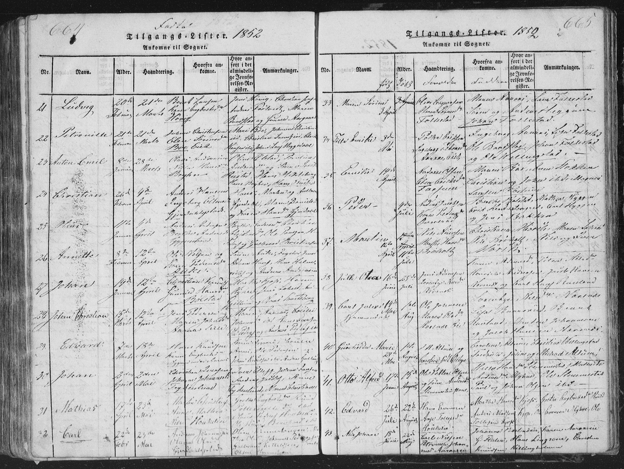 Røyken kirkebøker, AV/SAKO-A-241/G/Ga/L0003: Parish register (copy) no. 3, 1814-1856, p. 664-665